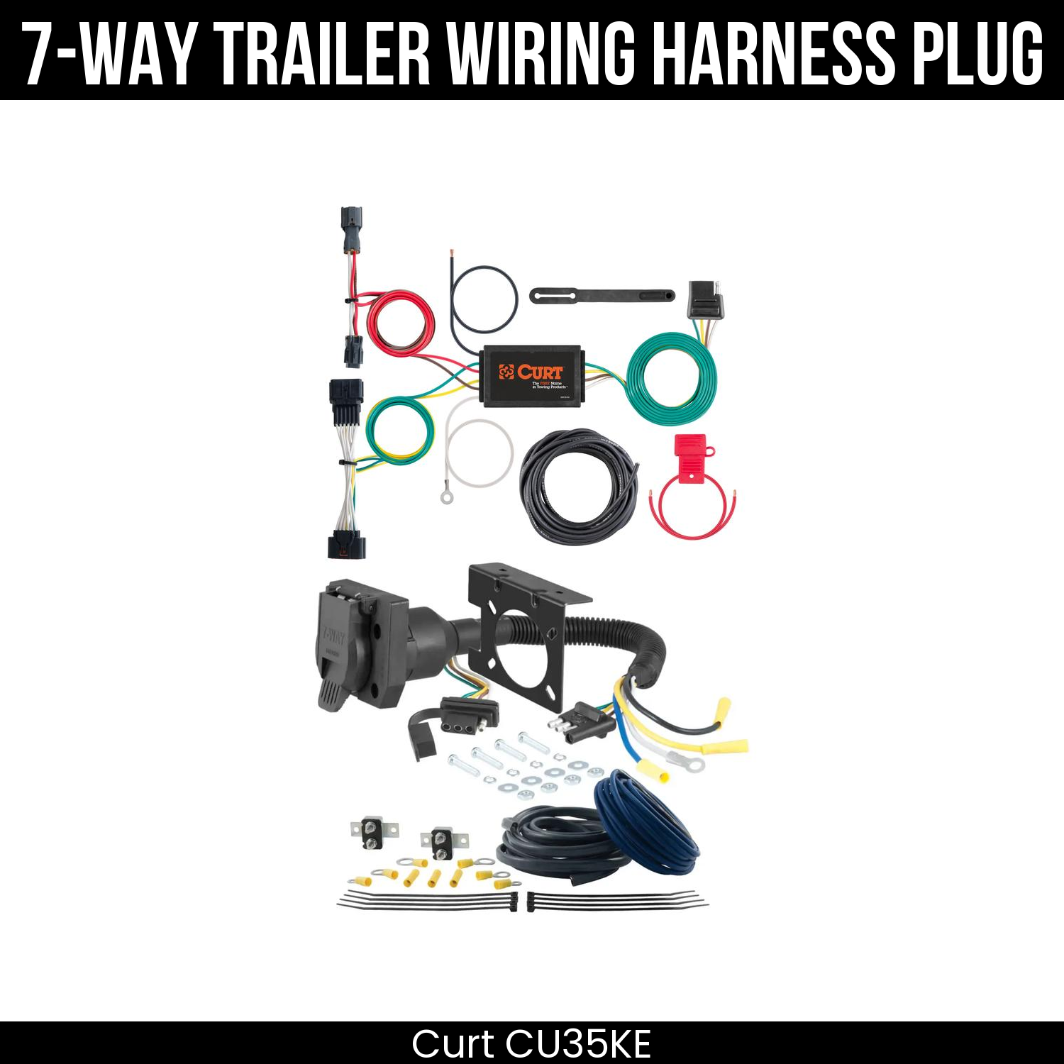 Trailer Wiring 7-Way Plug w/ Bracket