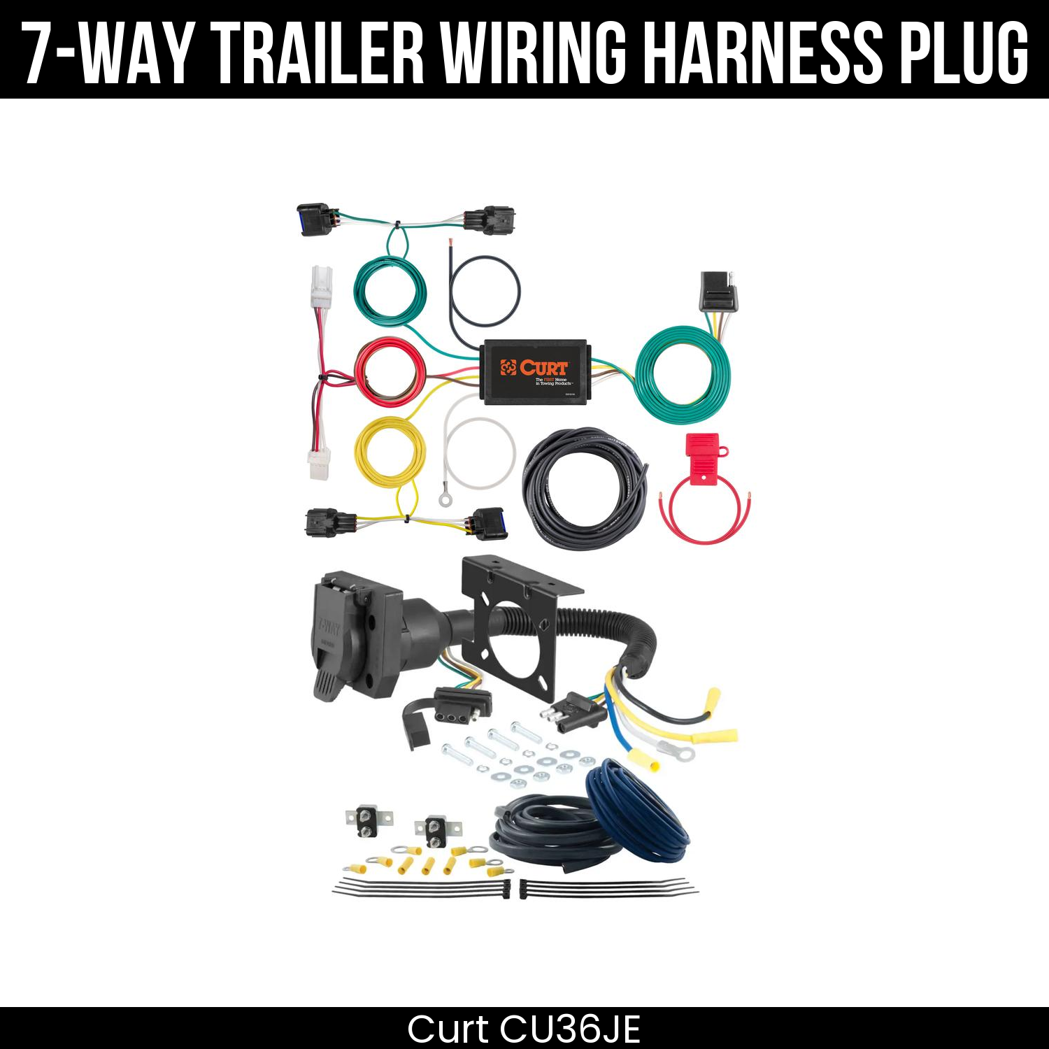 Trailer Wiring 7-Way Plug w/ Bracket