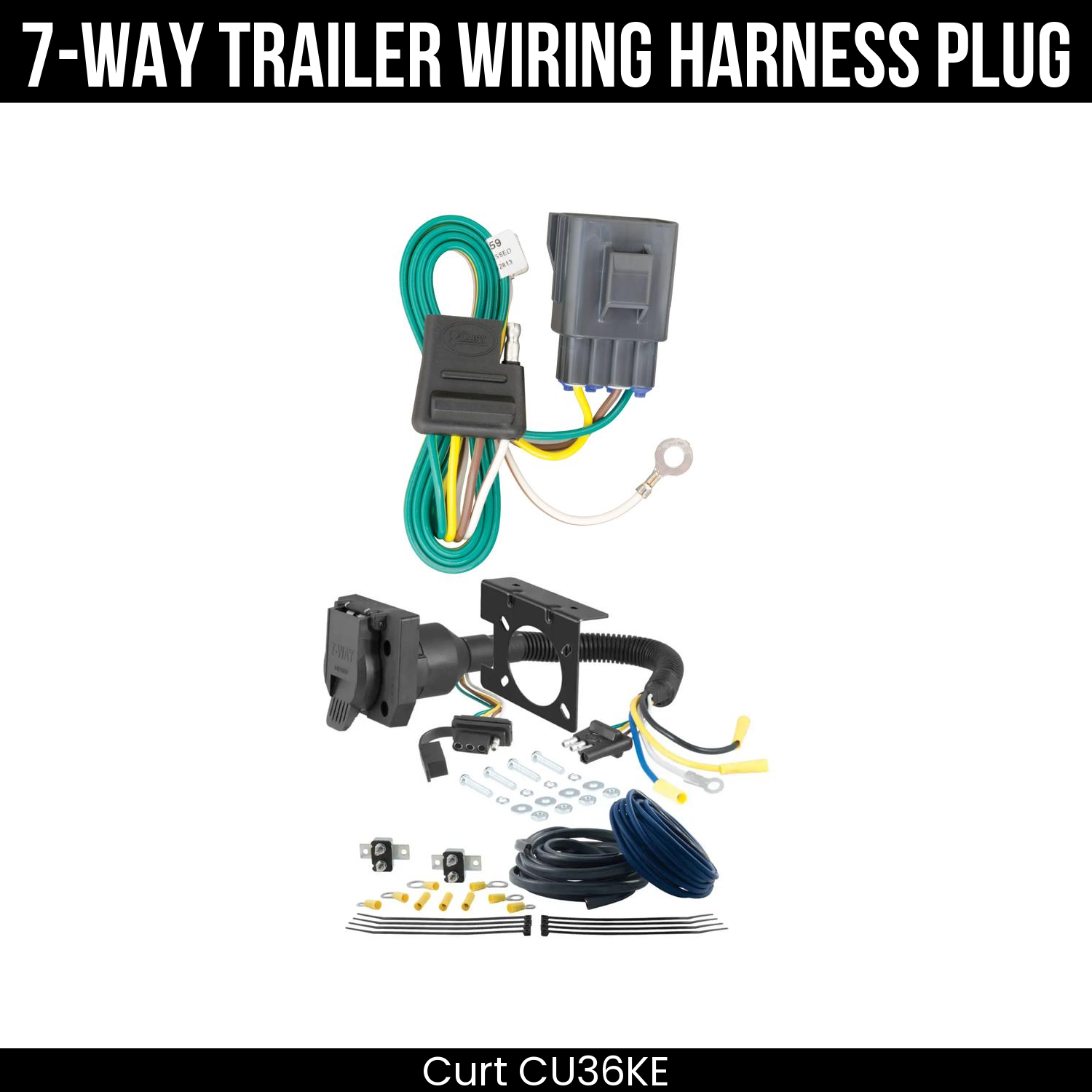 Trailer Wiring 7-Way Plug w/ Bracket