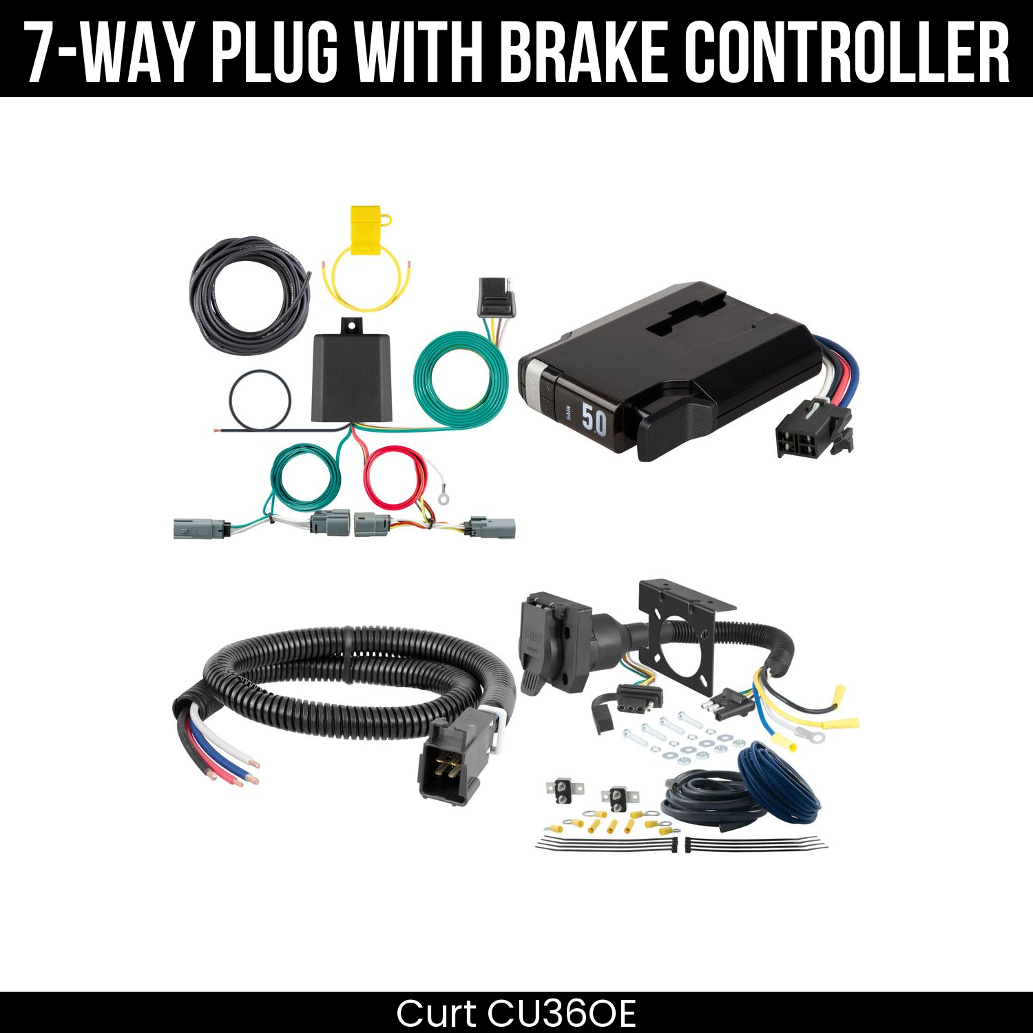Trailer Wiring 7-Way Plug w/ Bracket , TriFlex NEXT Brake Control