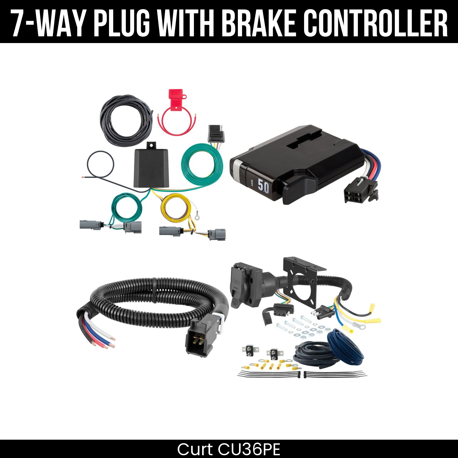 Trailer Wiring 7-Way Plug w/ Bracket , TriFlex NEXT Brake Control