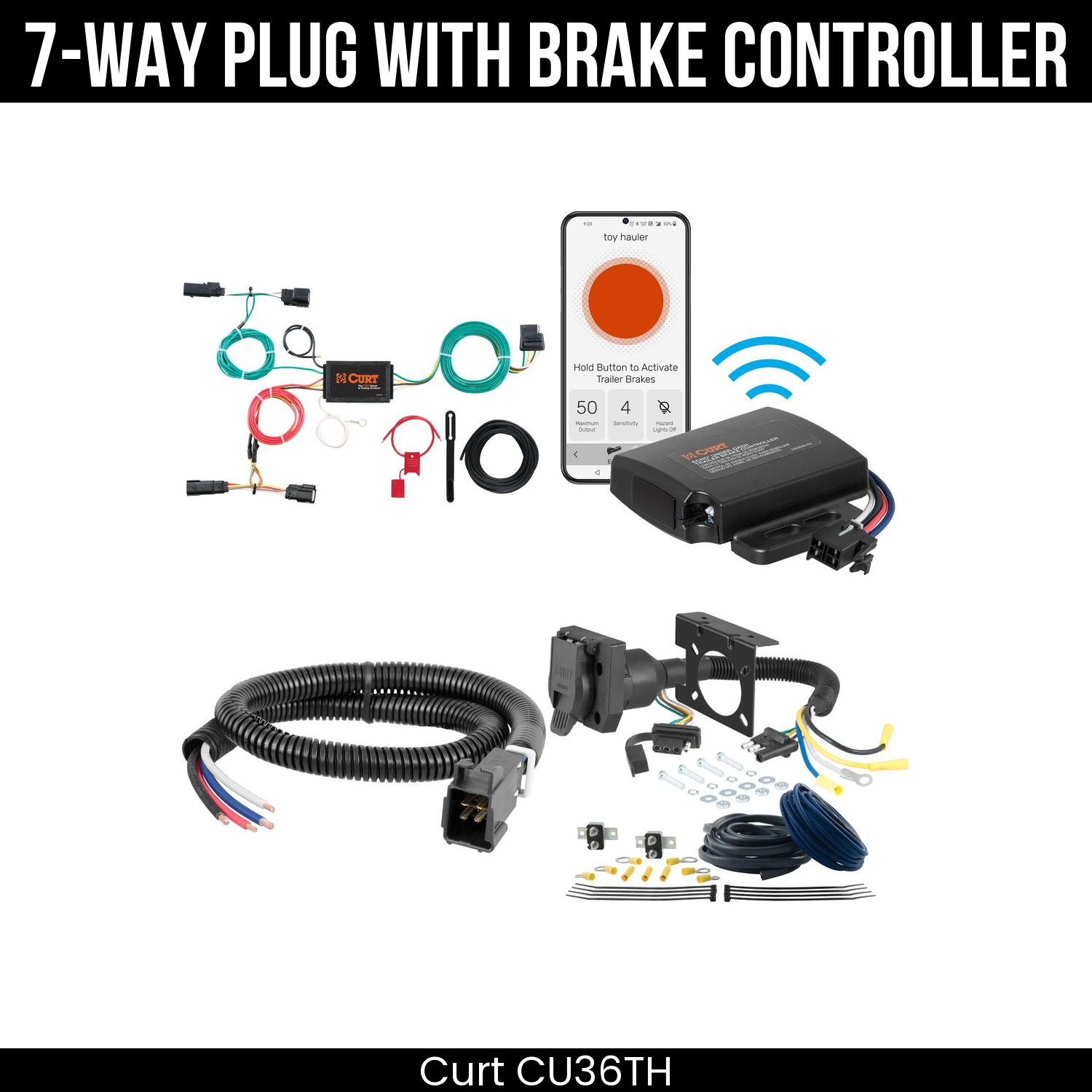Trailer Wiring 7-Way Plug w/ Bracket , Echo Under-Dash Brake Control