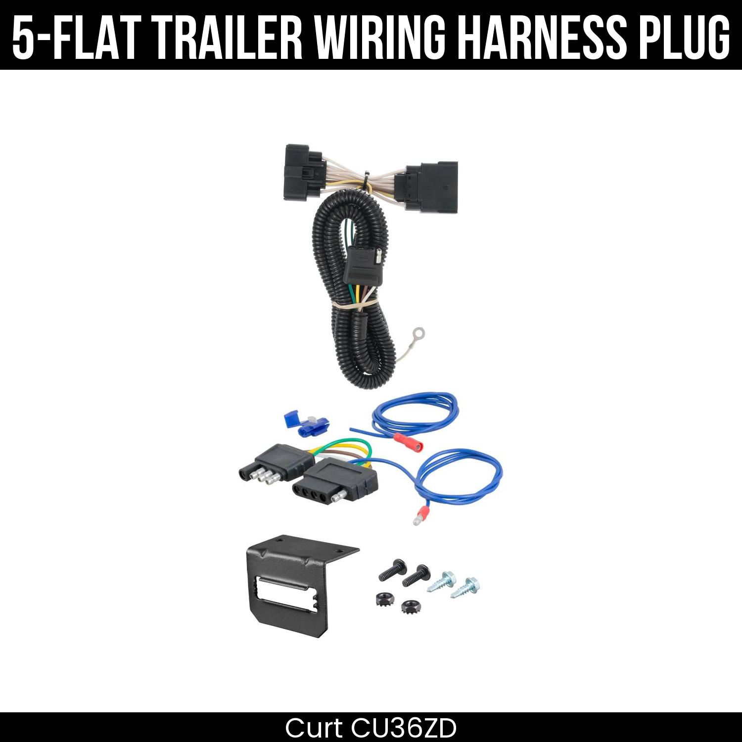 Trailer Wiring 5-Flat Plug w/ Bracket