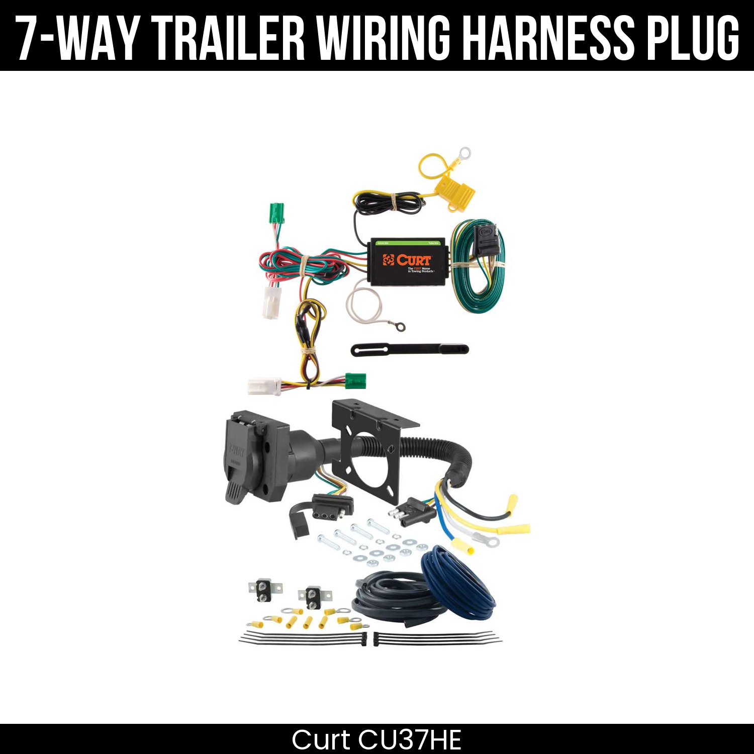 Trailer Wiring 7-Way Plug w/ Bracket