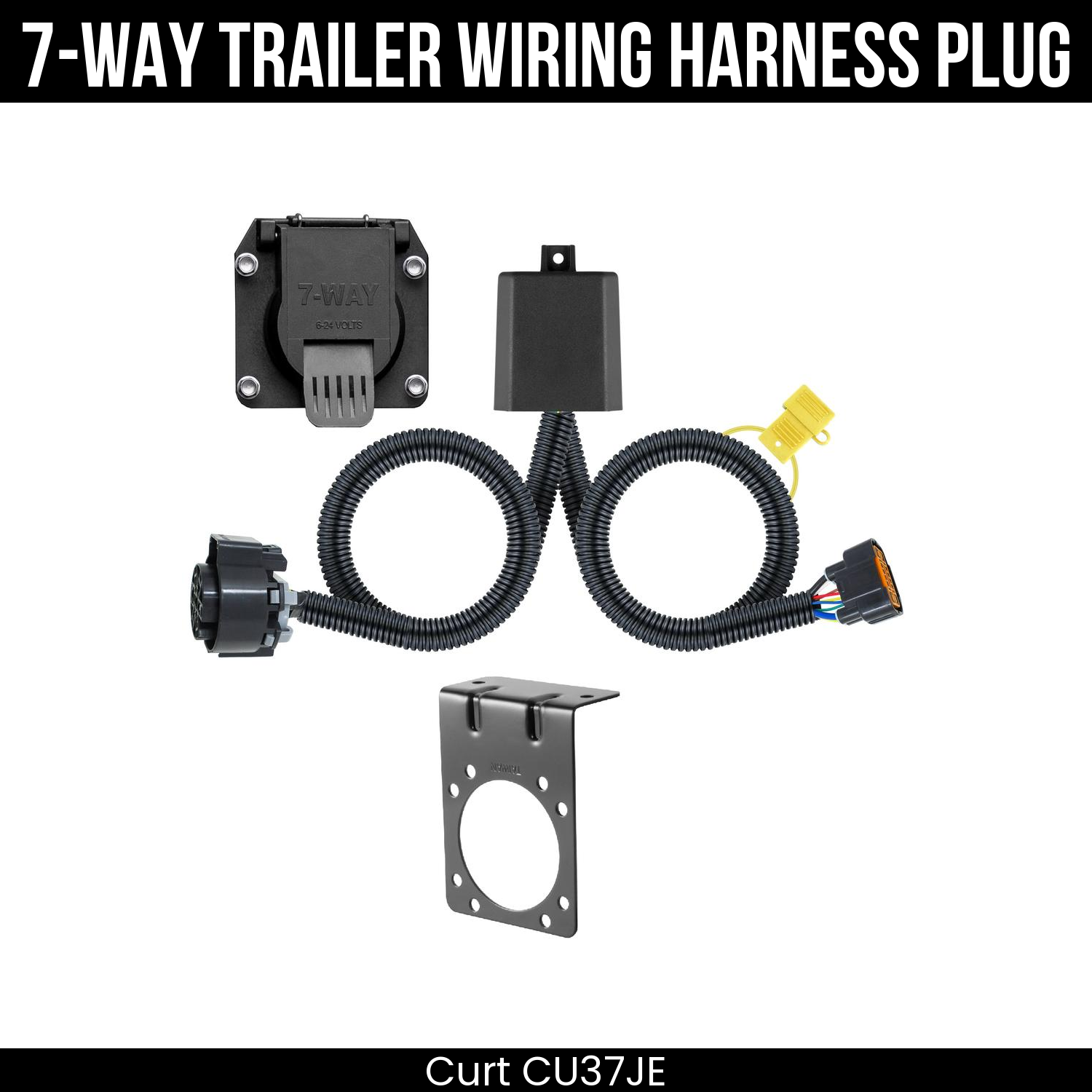 Trailer Wiring 7-Way Plug w/ Bracket