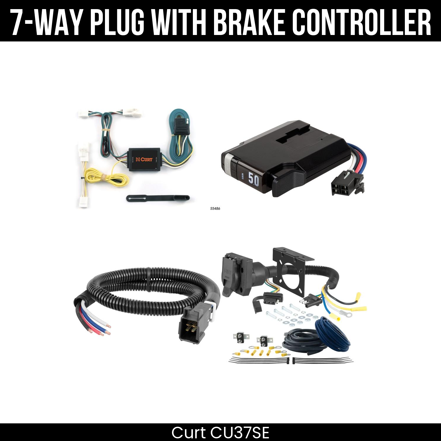 Trailer Wiring 7-Way Plug w/ Bracket , TriFlex NEXT Brake Control