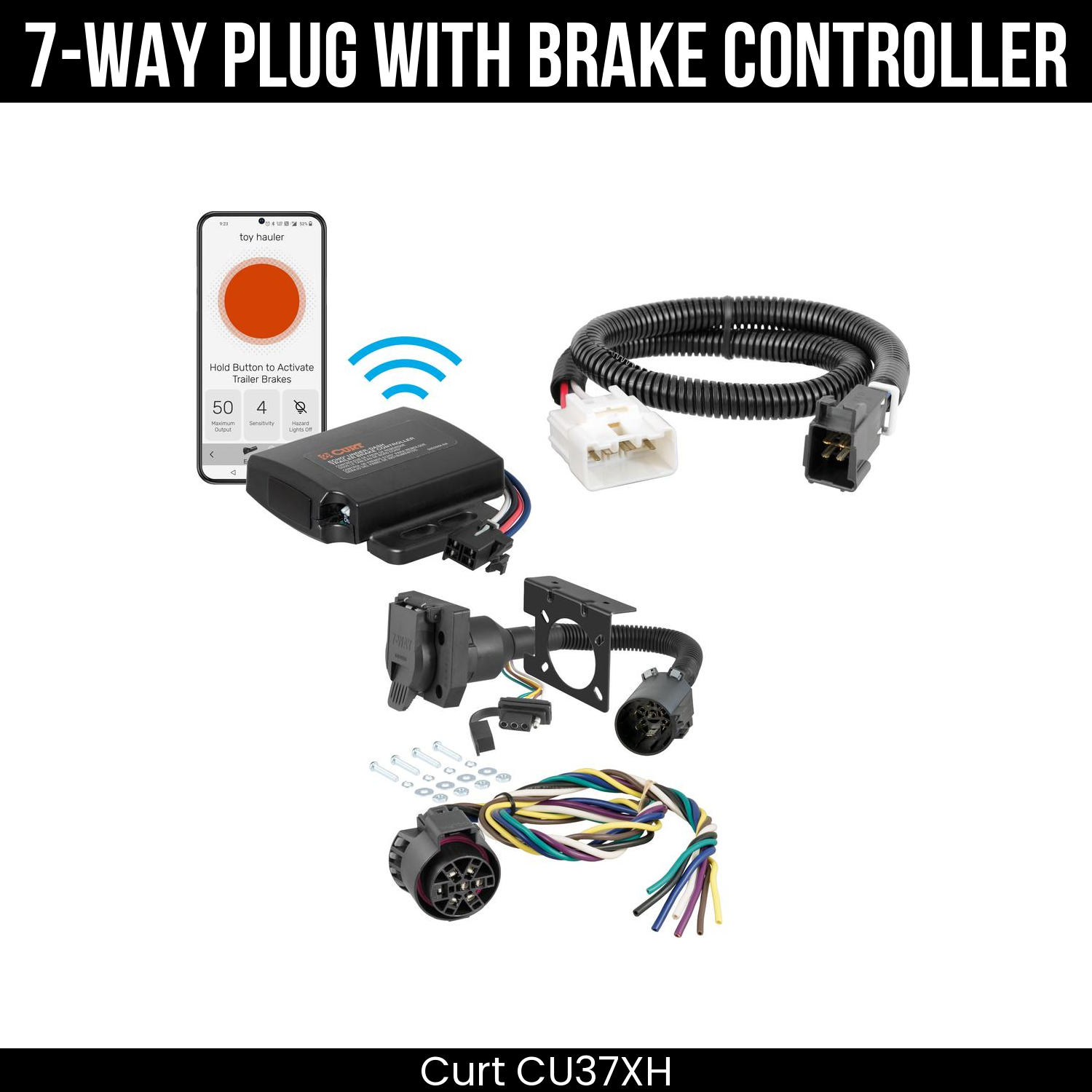 Trailer Wiring 7-Way Plug w/ Bracket , Echo Under-Dash Brake Control