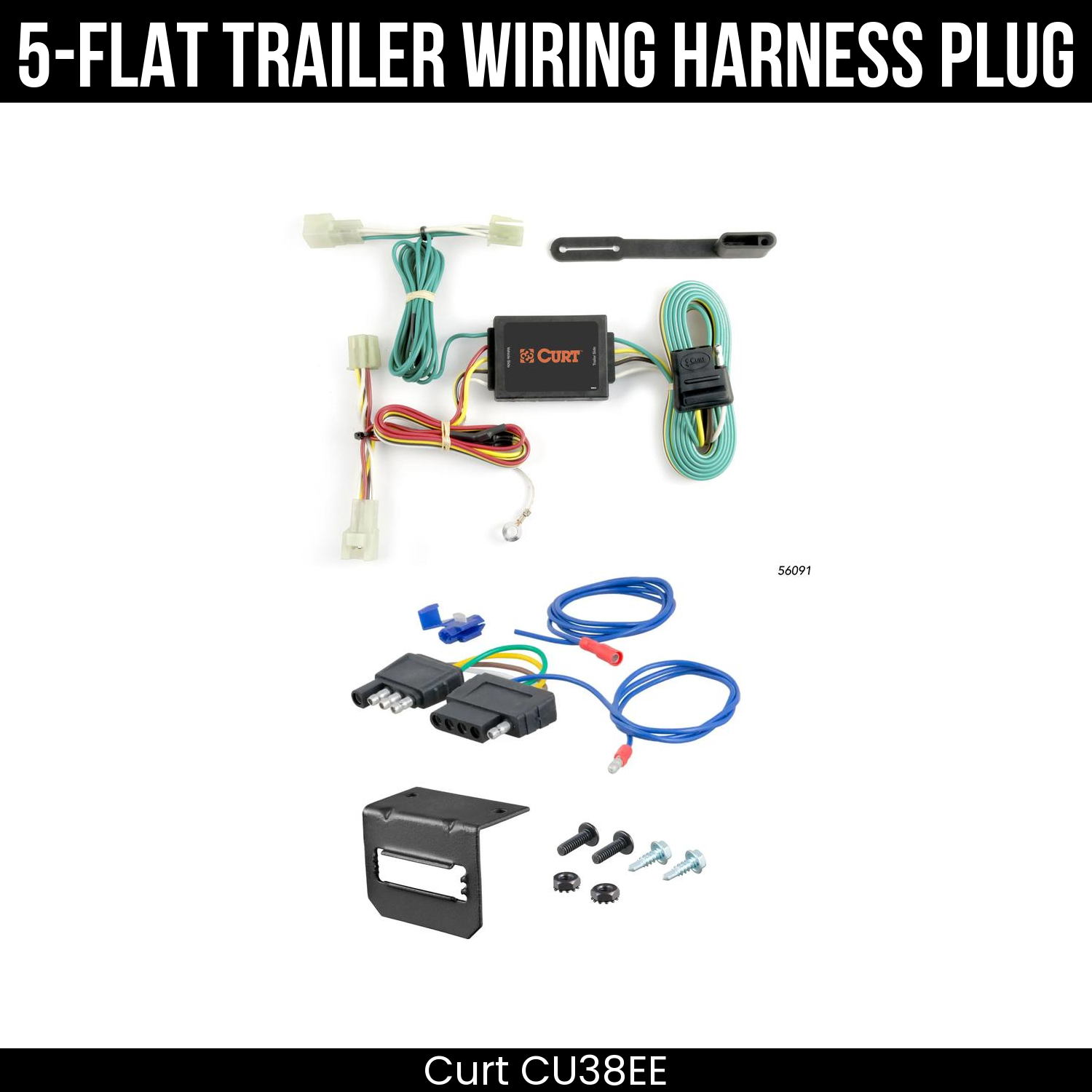 Trailer Wiring 5-Flat Plug w/ Bracket