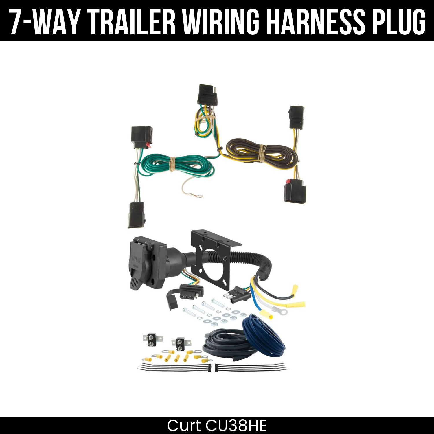 Trailer Wiring 7-Way Plug w/ Bracket