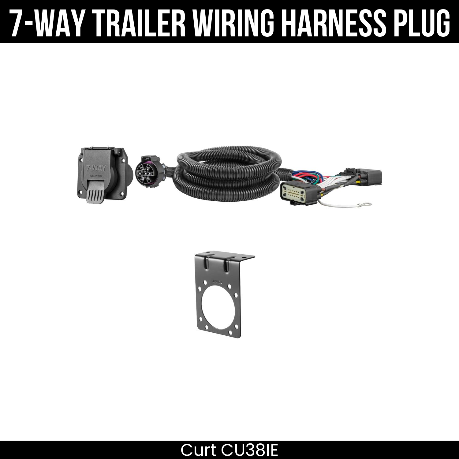 Trailer Wiring 7-Way Plug w/ Bracket