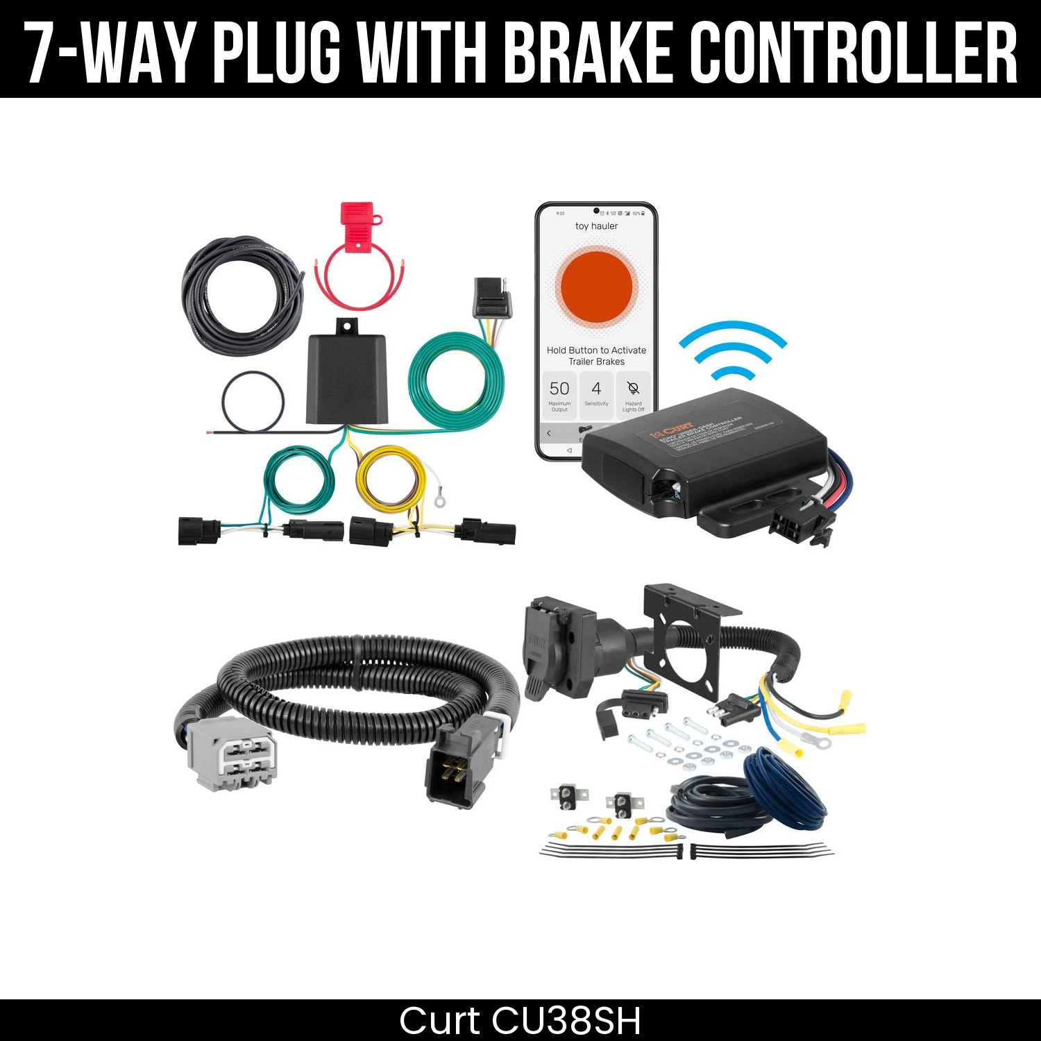 Trailer Wiring 7-Way Plug w/ Bracket , Echo Under-Dash Brake Control