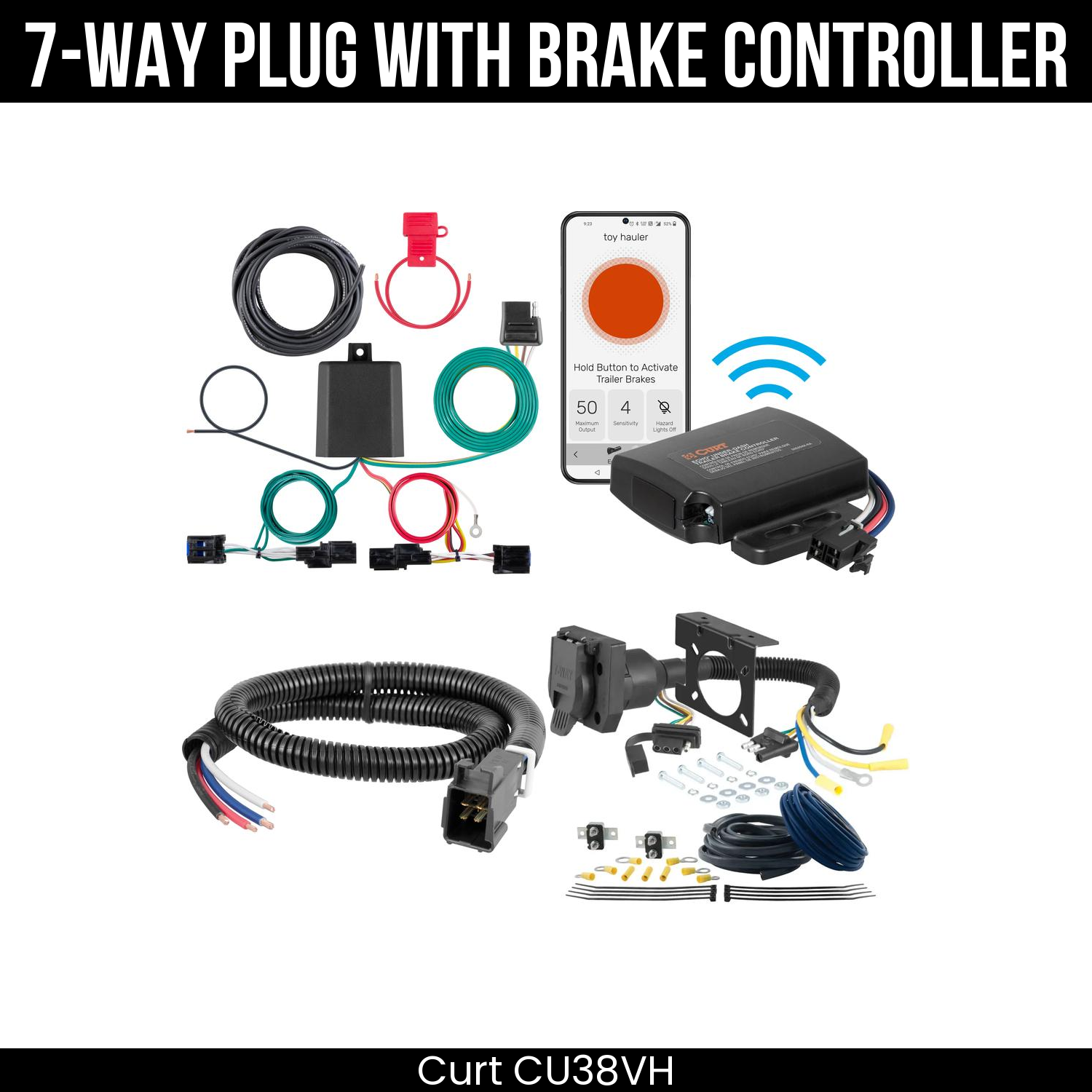 Trailer Wiring 7-Way Plug w/ Bracket , Echo Under-Dash Brake Control