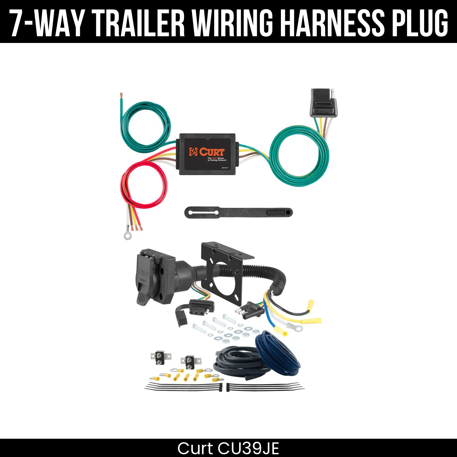 Trailer Wiring 7-Way Plug w/ Bracket
