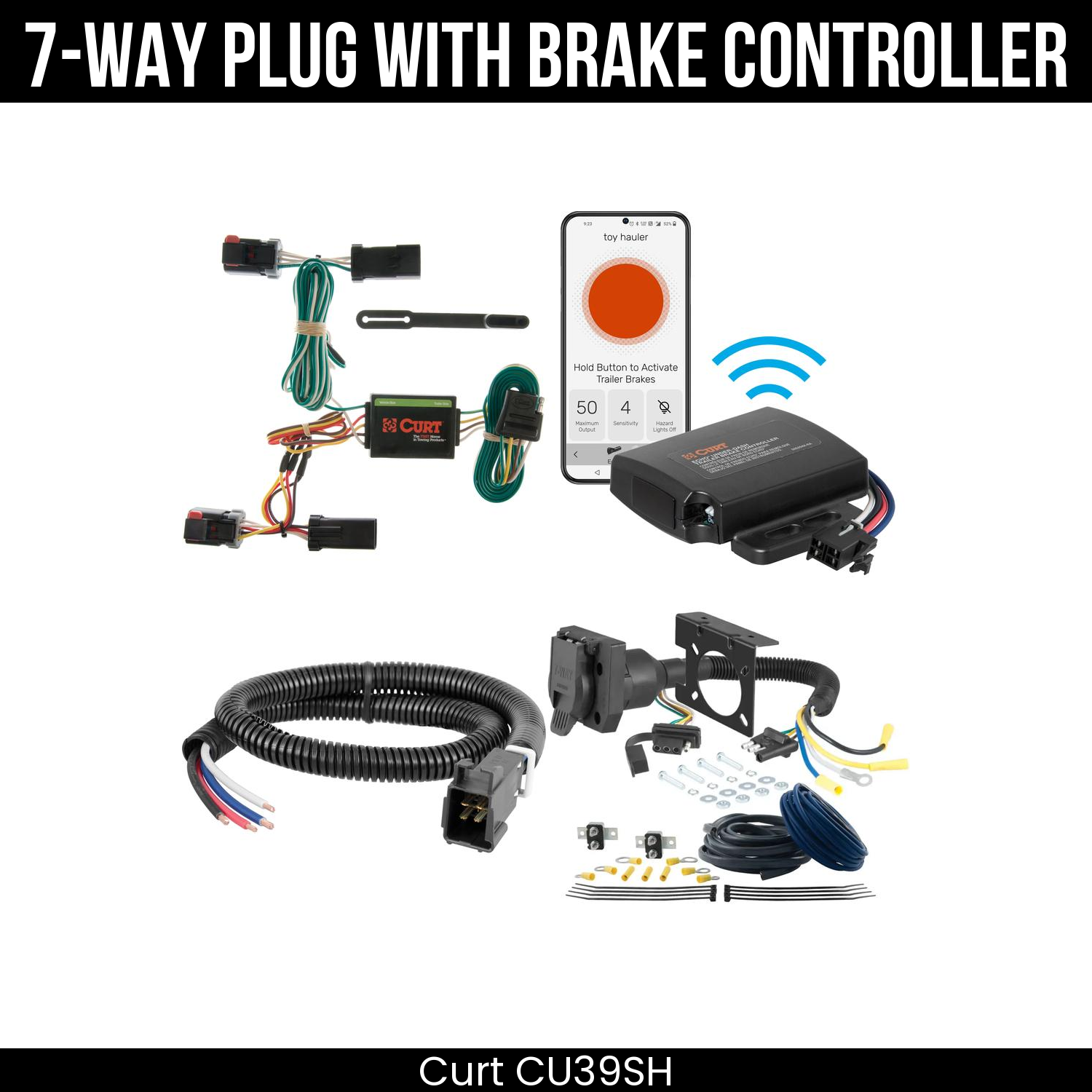 Trailer Wiring 7-Way Plug w/ Bracket , Echo Under-Dash Brake Control