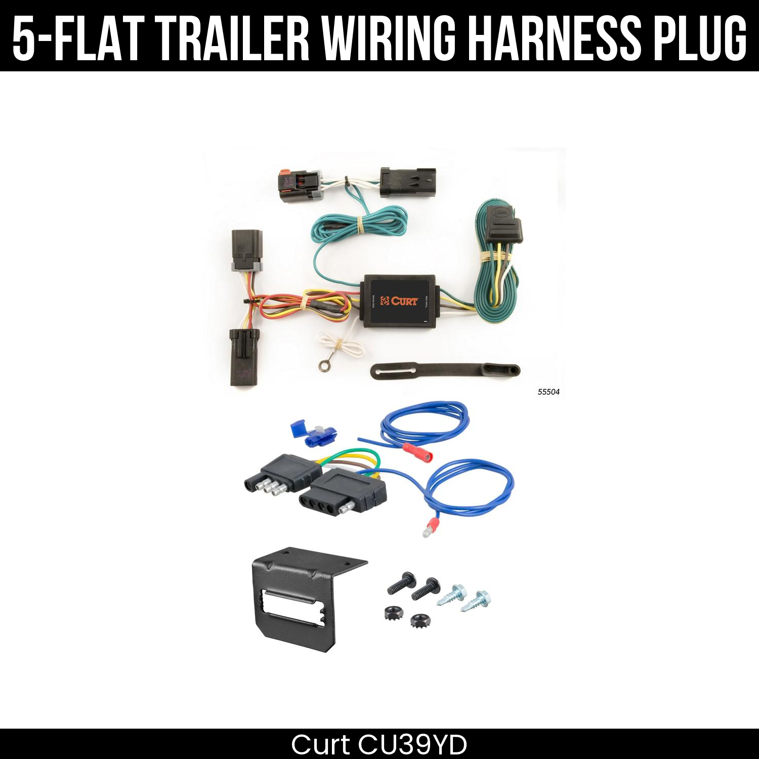 Trailer Wiring 5-Flat Plug w/ Bracket