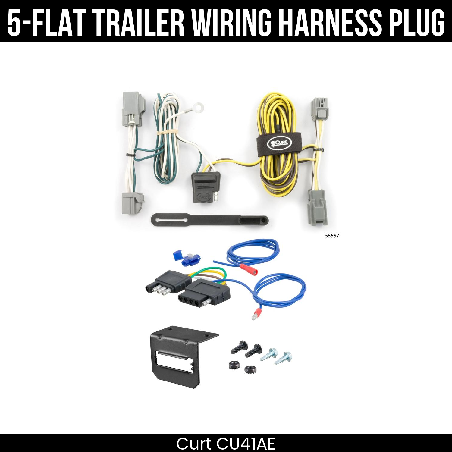 Trailer Wiring 5-Flat Plug w/ Bracket