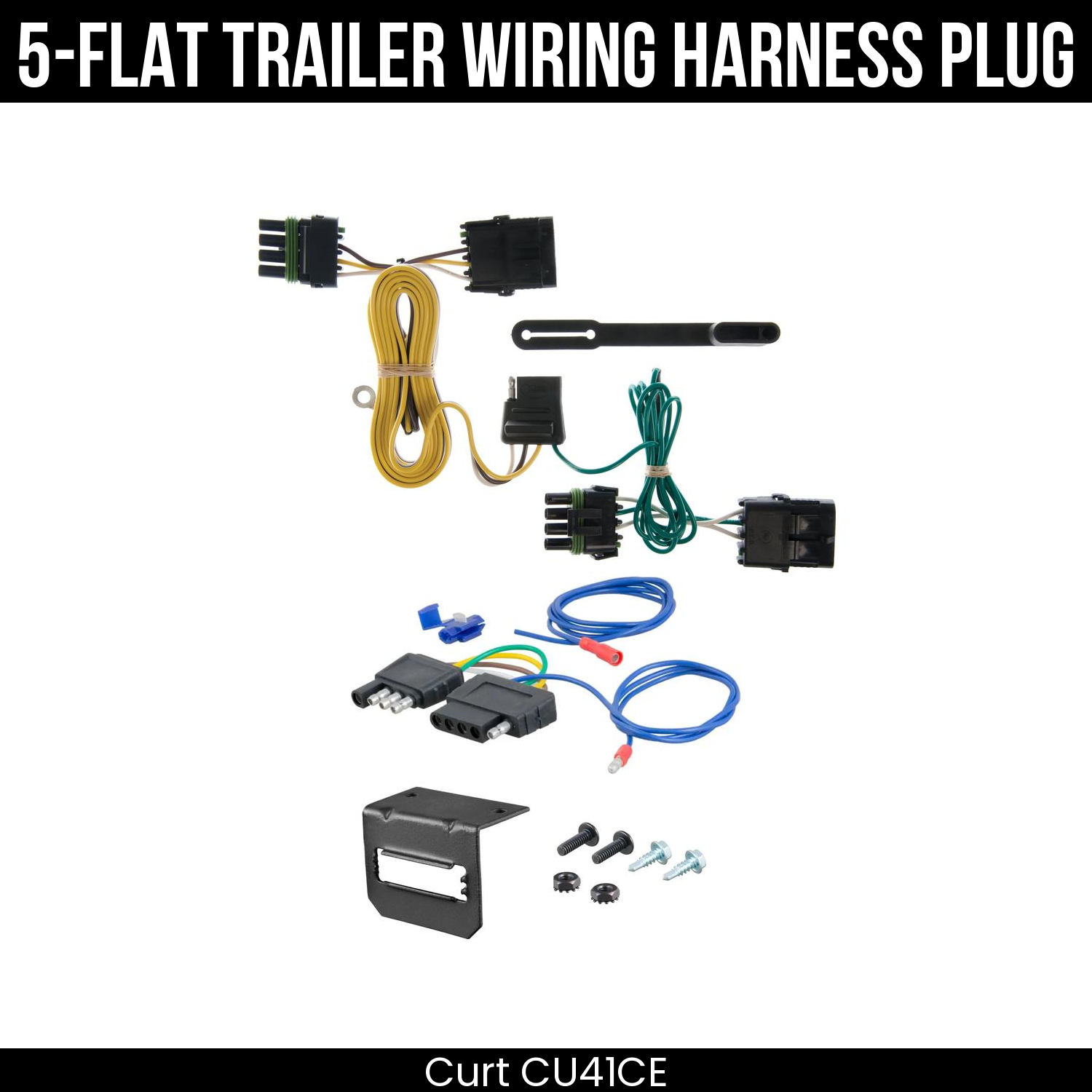 Trailer Wiring 5-Flat Plug w/ Bracket