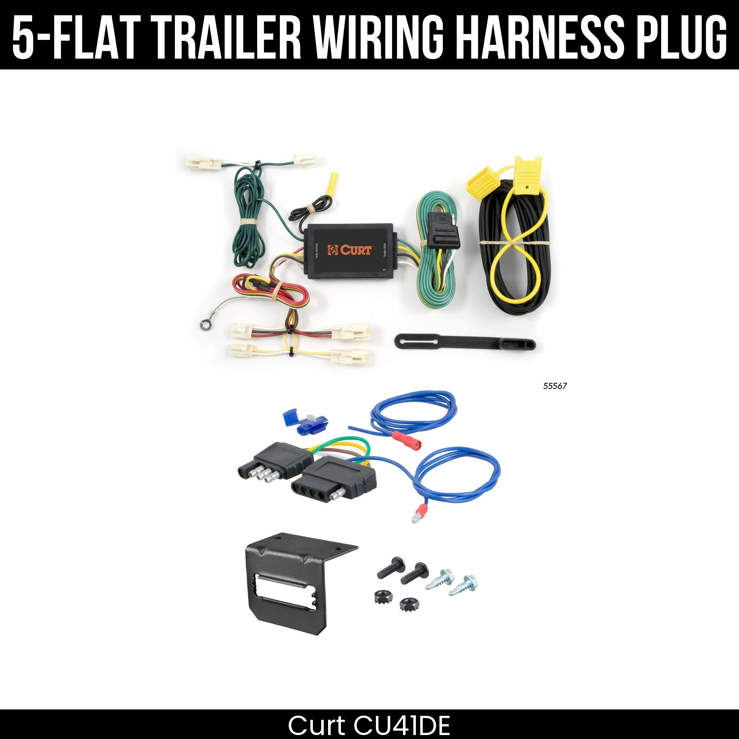 Trailer Wiring 5-Flat Plug w/ Bracket