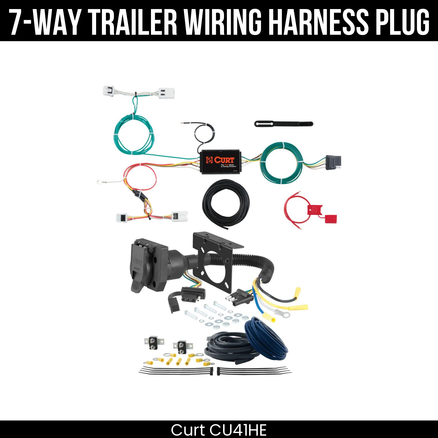 Trailer Wiring 7-Way Plug w/ Bracket