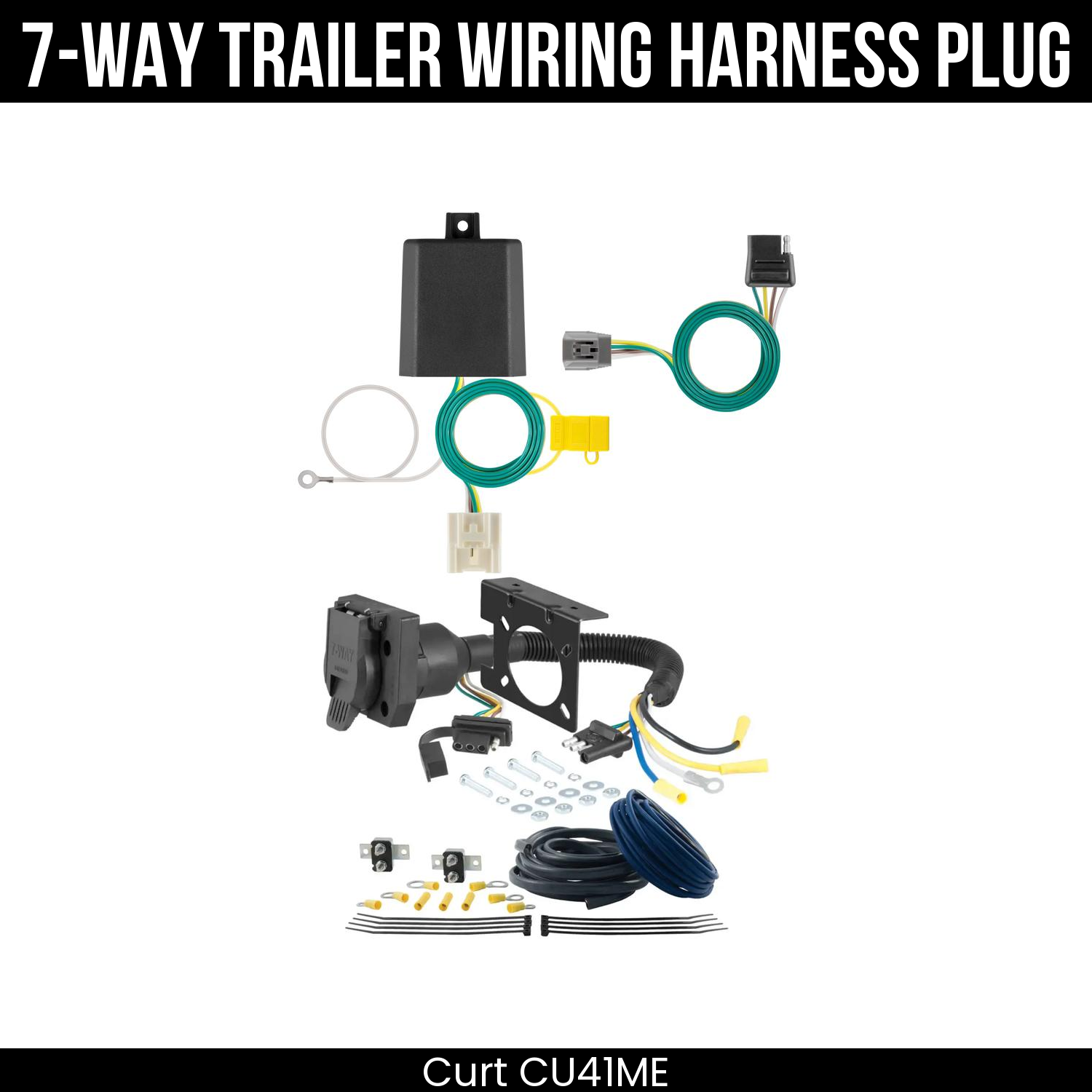 Trailer Wiring 7-Way Plug w/ Bracket