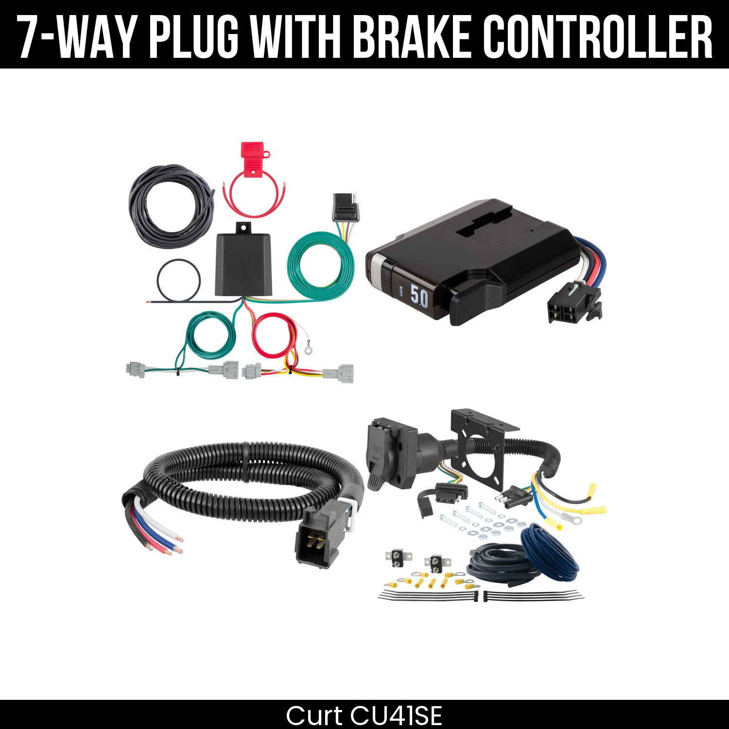 Trailer Wiring 7-Way Plug w/ Bracket , TriFlex NEXT Brake Control