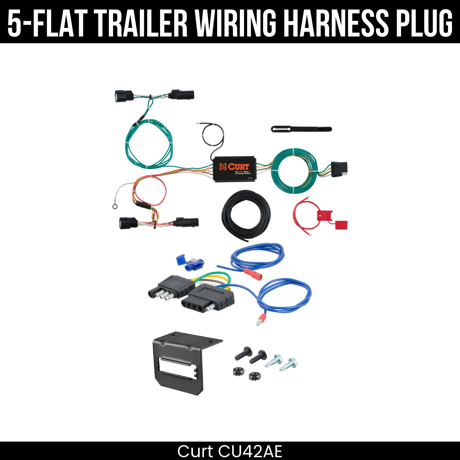 Trailer Wiring 5-Flat Plug w/ Bracket