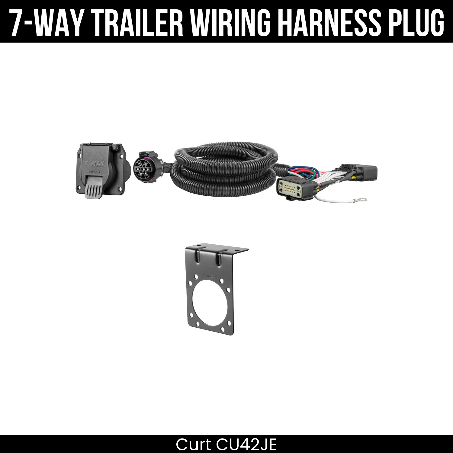 Trailer Wiring 7-Way Plug w/ Bracket