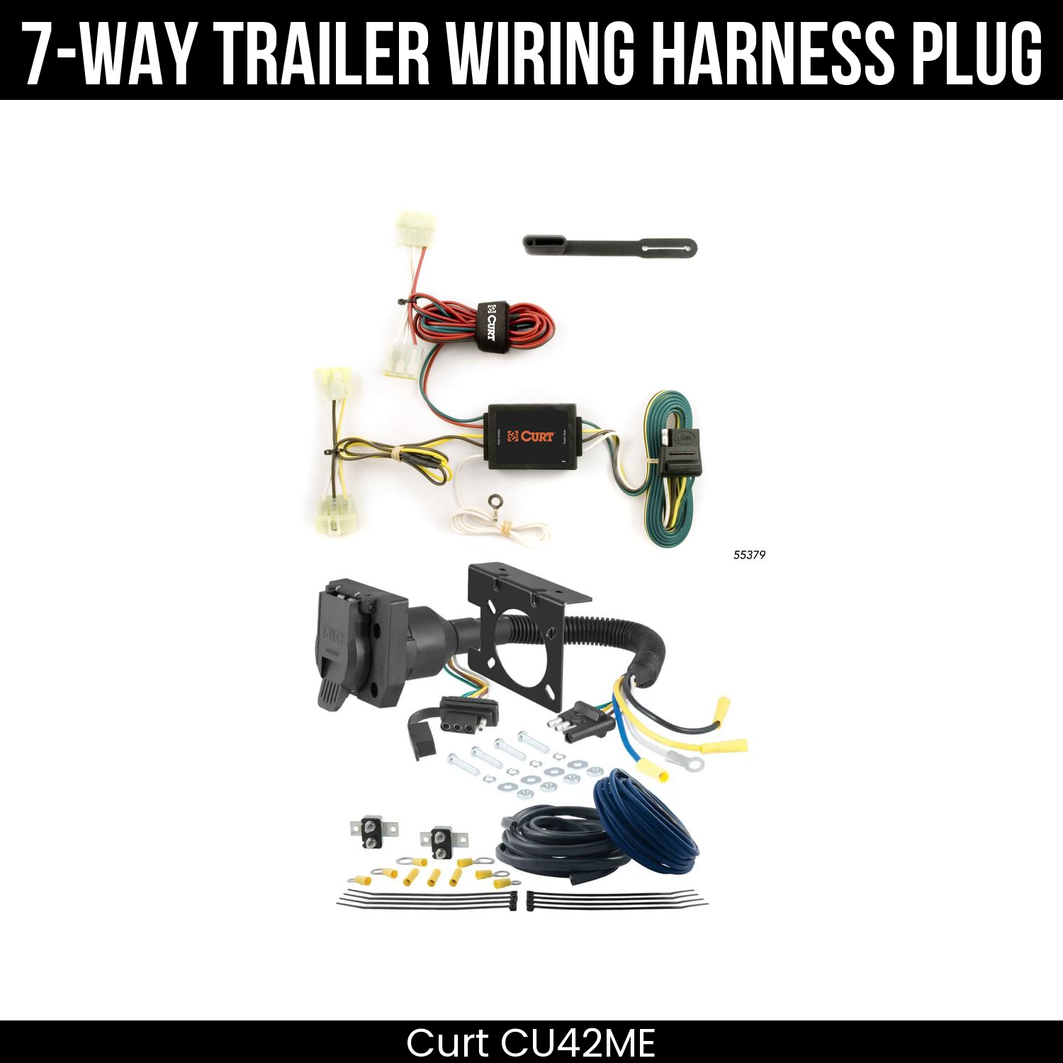 Trailer Wiring 7-Way Plug w/ Bracket