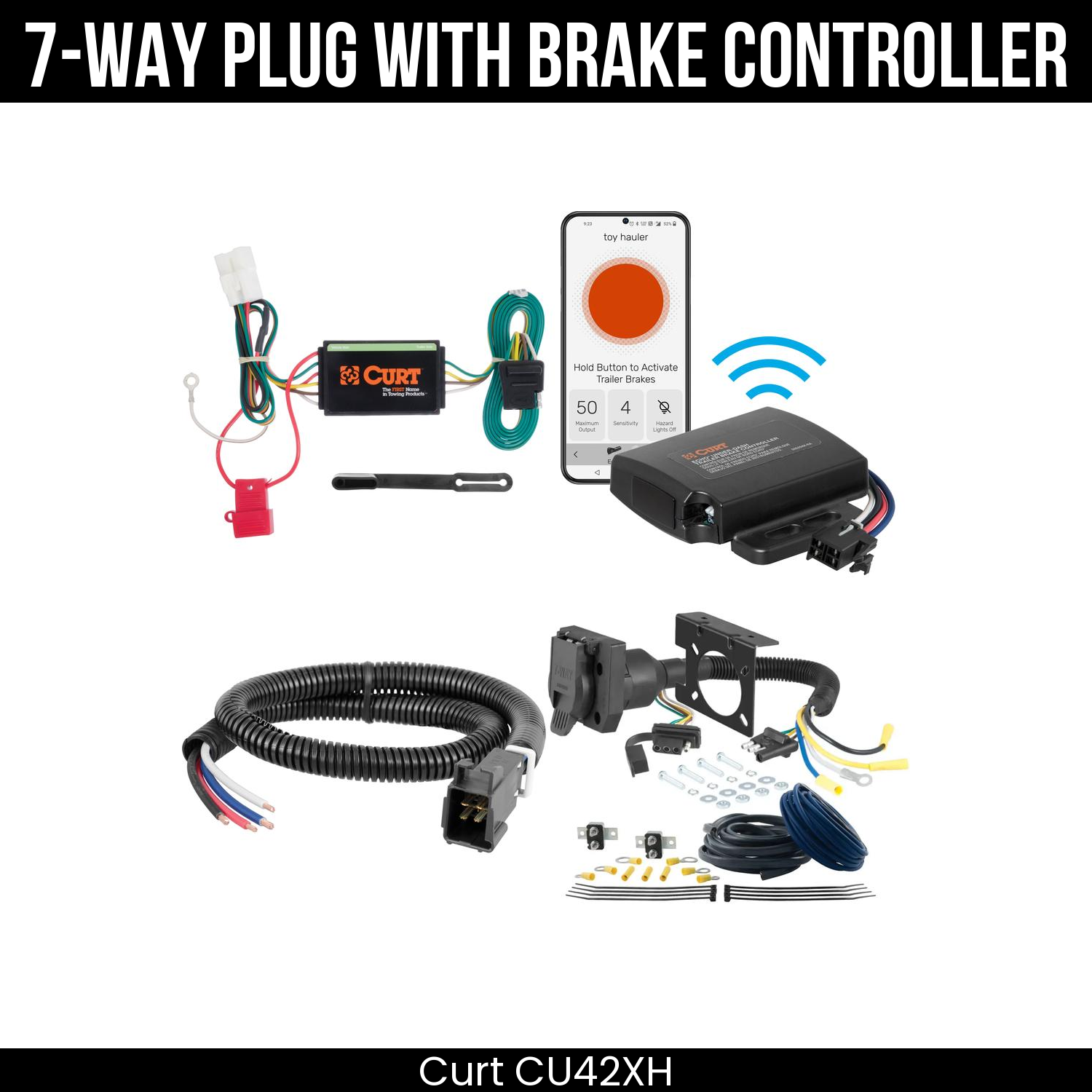 Trailer Wiring 7-Way Plug w/ Bracket , Echo Under-Dash Brake Control