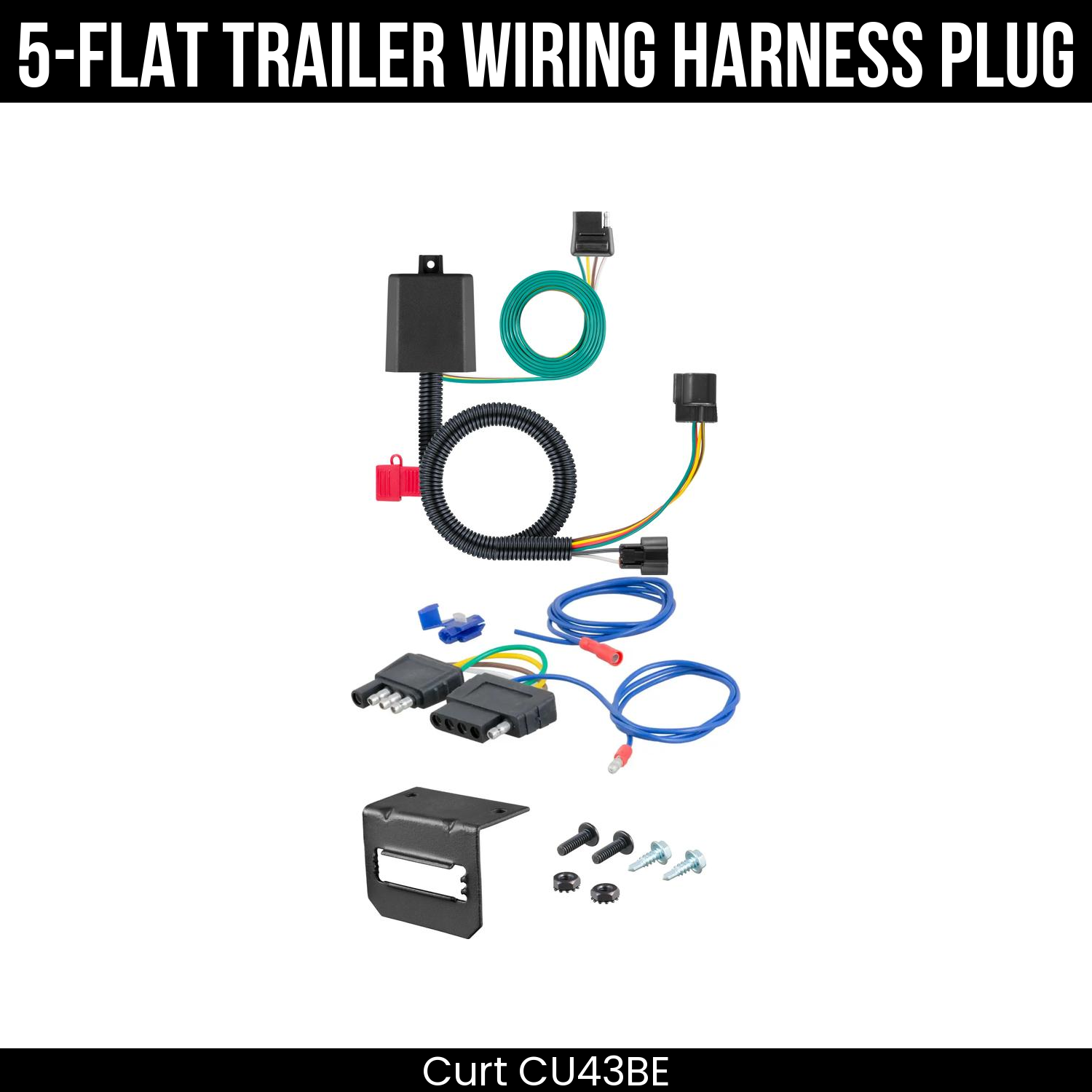 Trailer Wiring 5-Flat Plug w/ Bracket