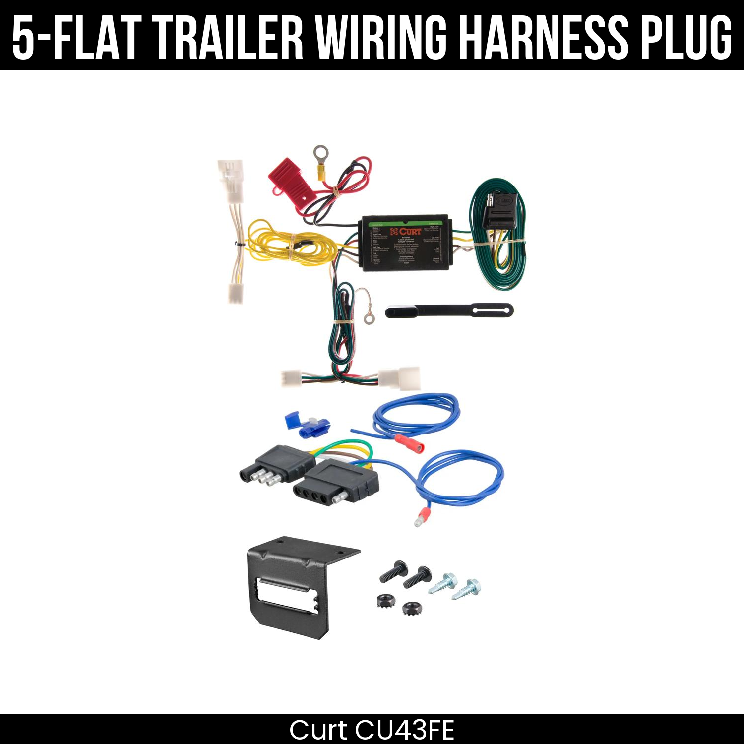 Trailer Wiring 5-Flat Plug w/ Bracket