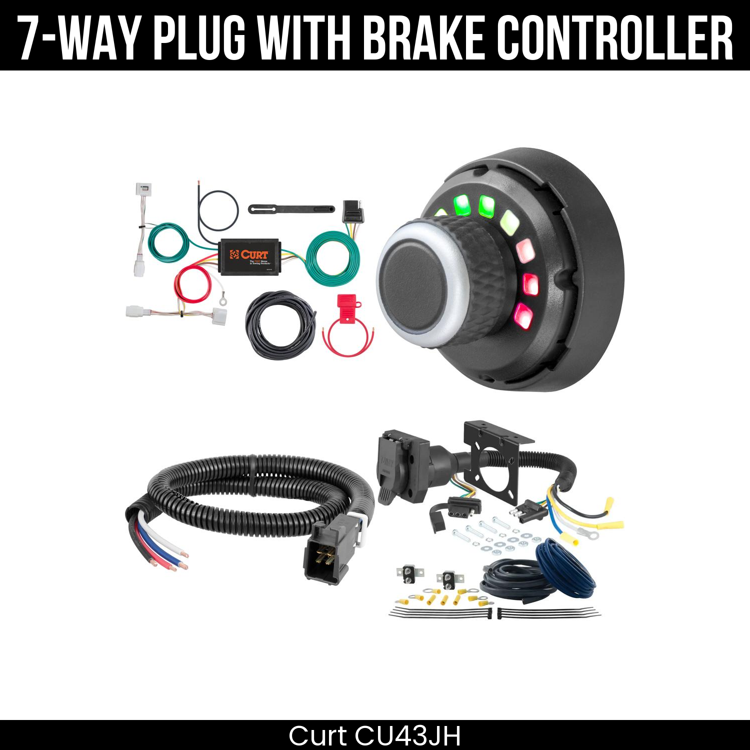 Trailer Wiring 7-Way Plug w/ Bracket , Spectrum Brake Control