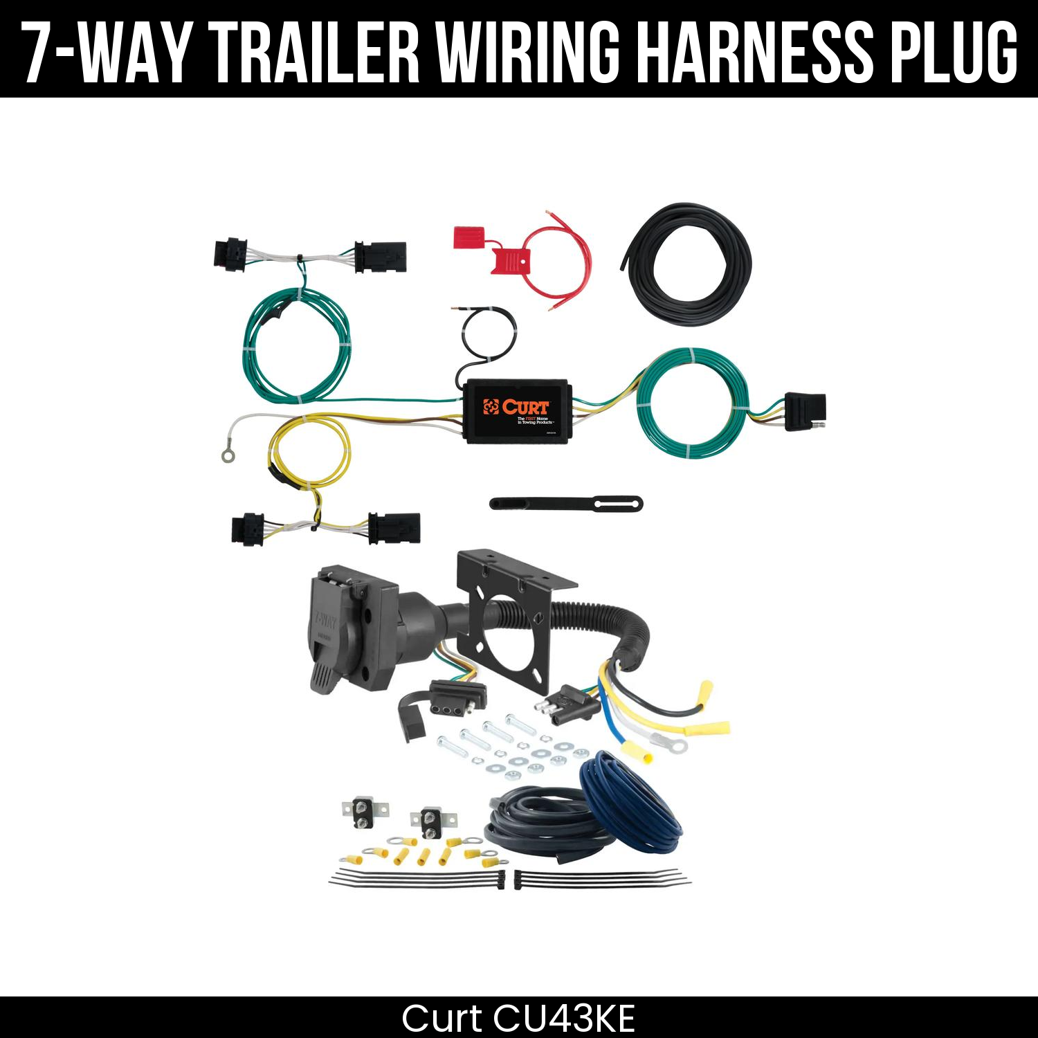 Trailer Wiring 7-Way Plug w/ Bracket