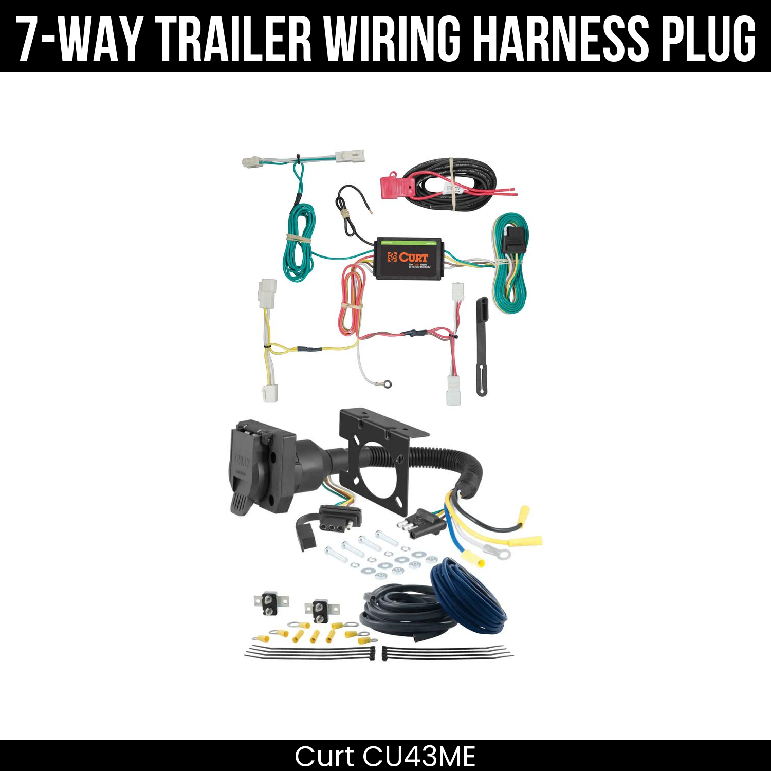Trailer Wiring 7-Way Plug w/ Bracket