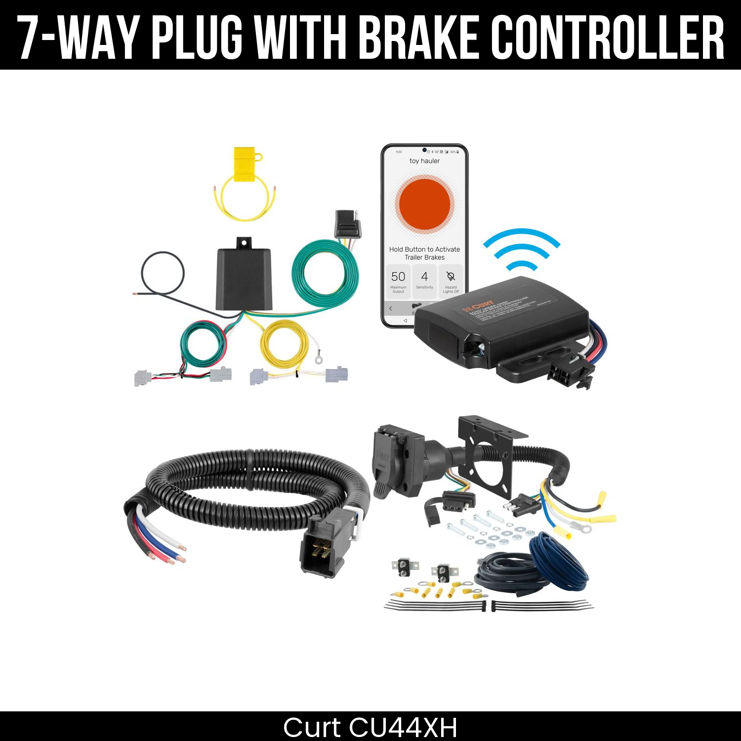 Trailer Wiring 7-Way Plug w/ Bracket , Echo Under-Dash Brake Control