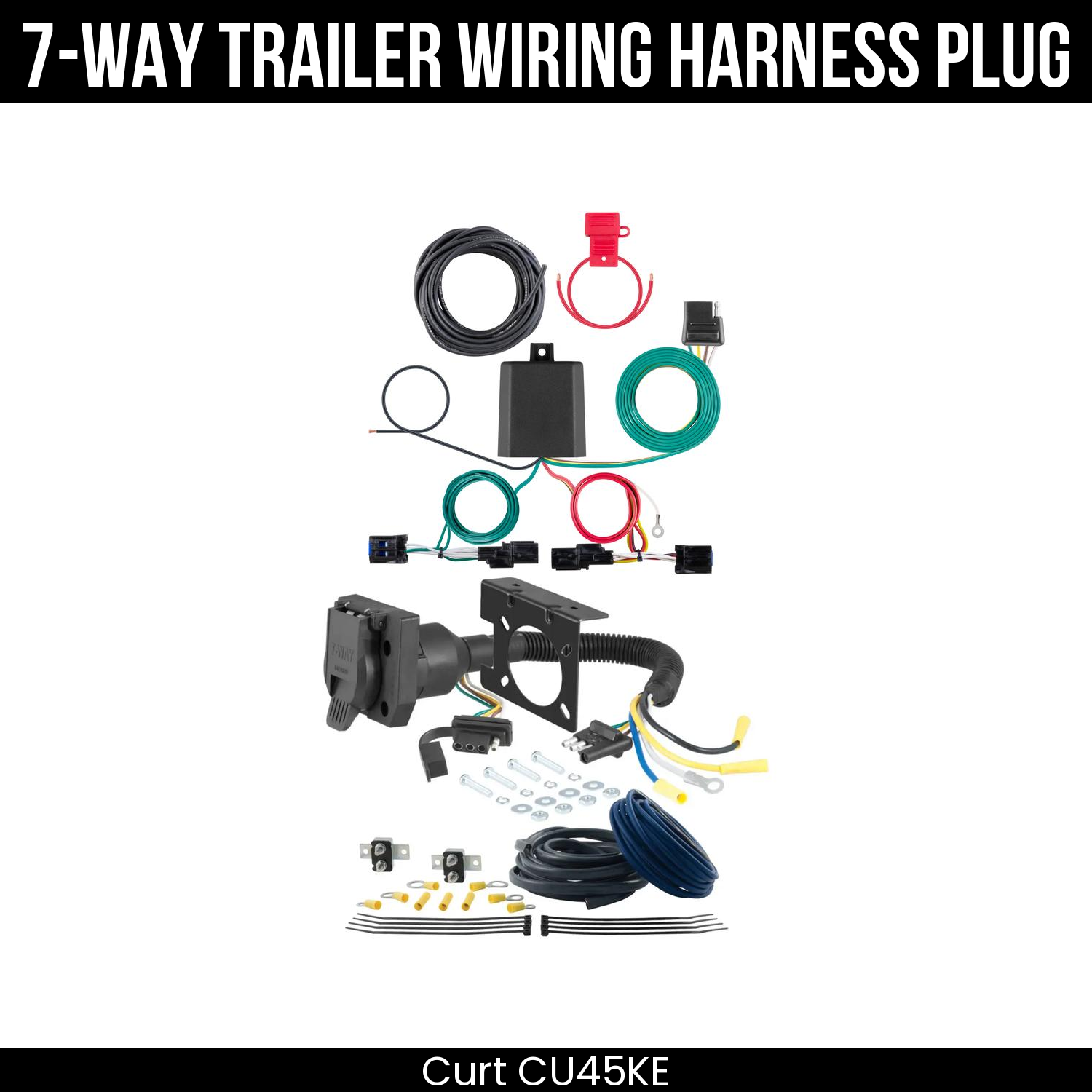Trailer Wiring 7-Way Plug w/ Bracket