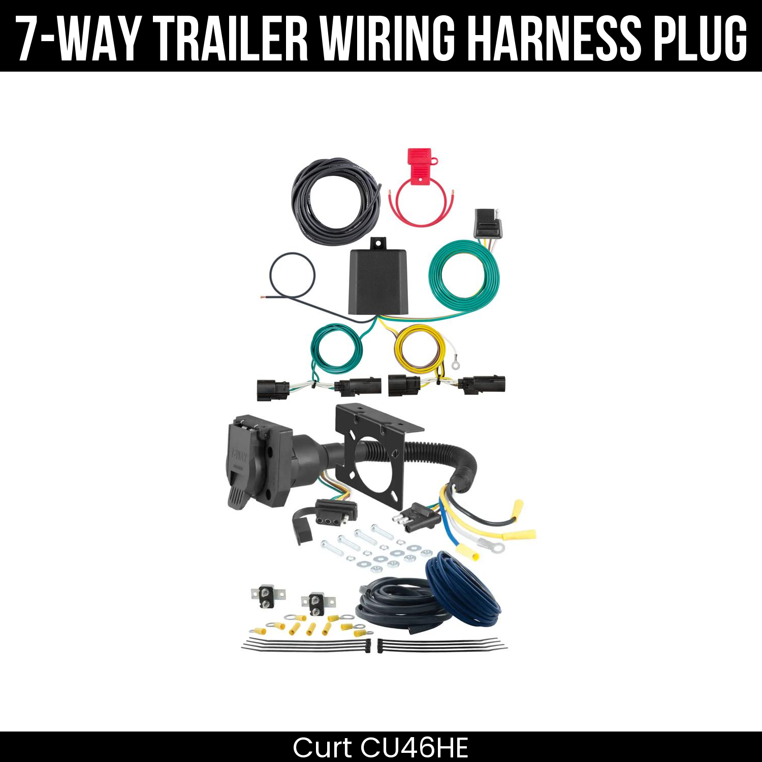 Trailer Wiring 7-Way Plug w/ Bracket