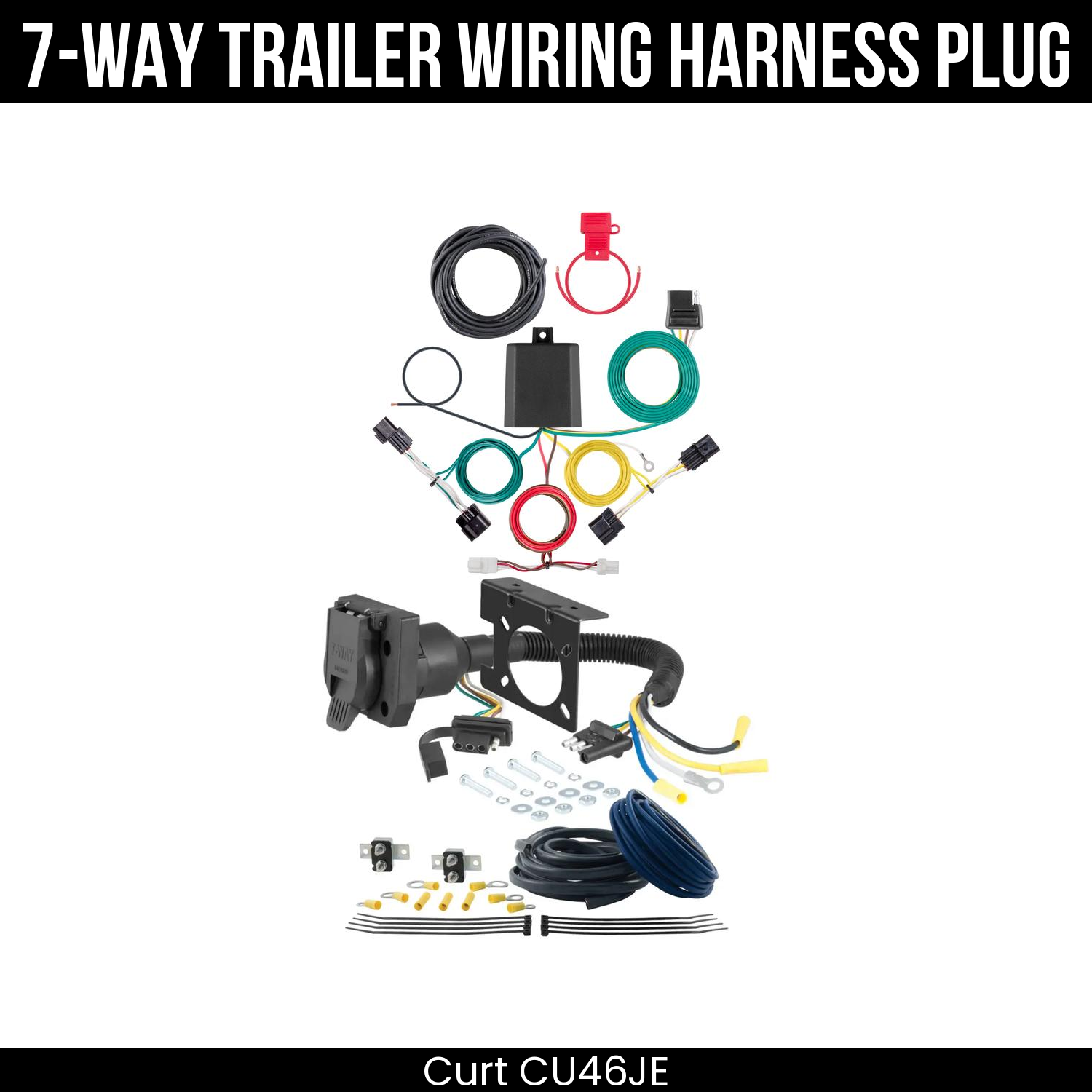 Trailer Wiring 7-Way Plug w/ Bracket