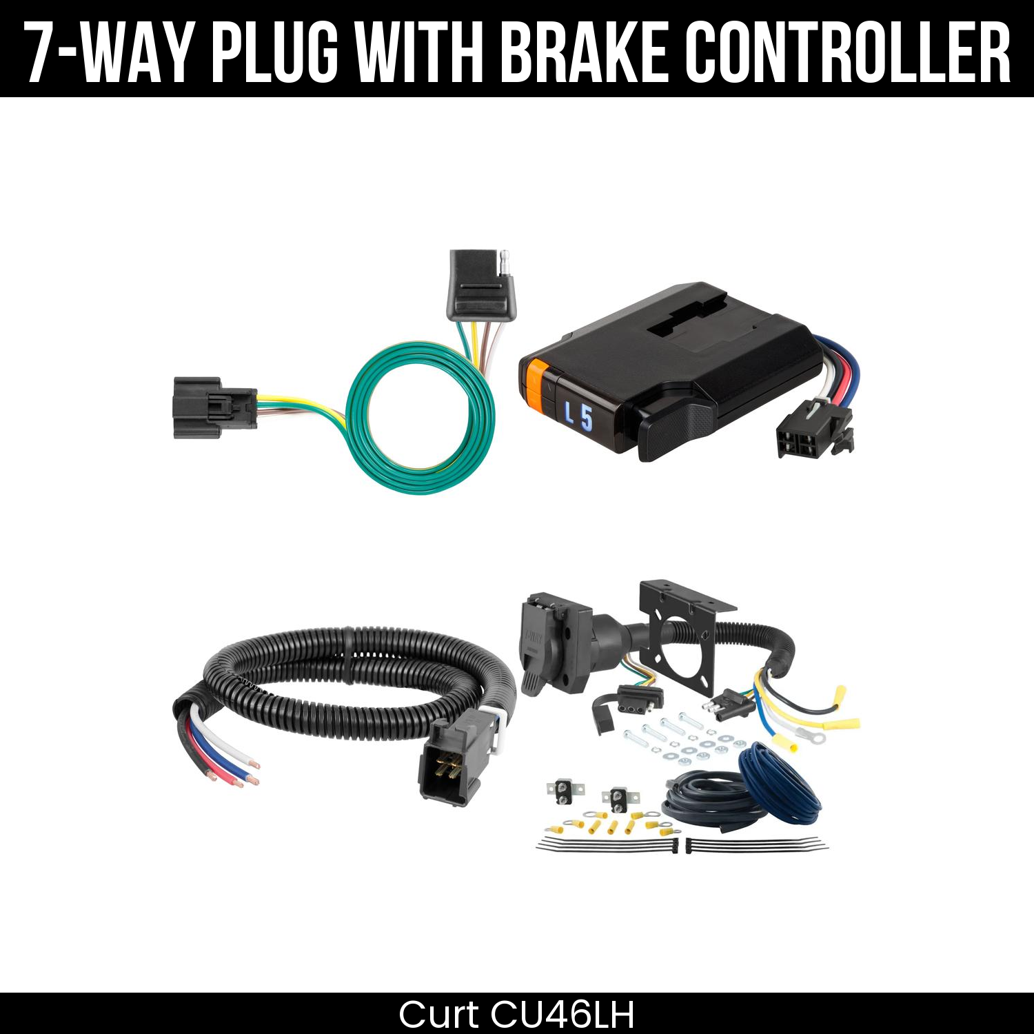 Trailer Wiring 7-Way Plug w/ Bracket , Discovery Next Brake Control