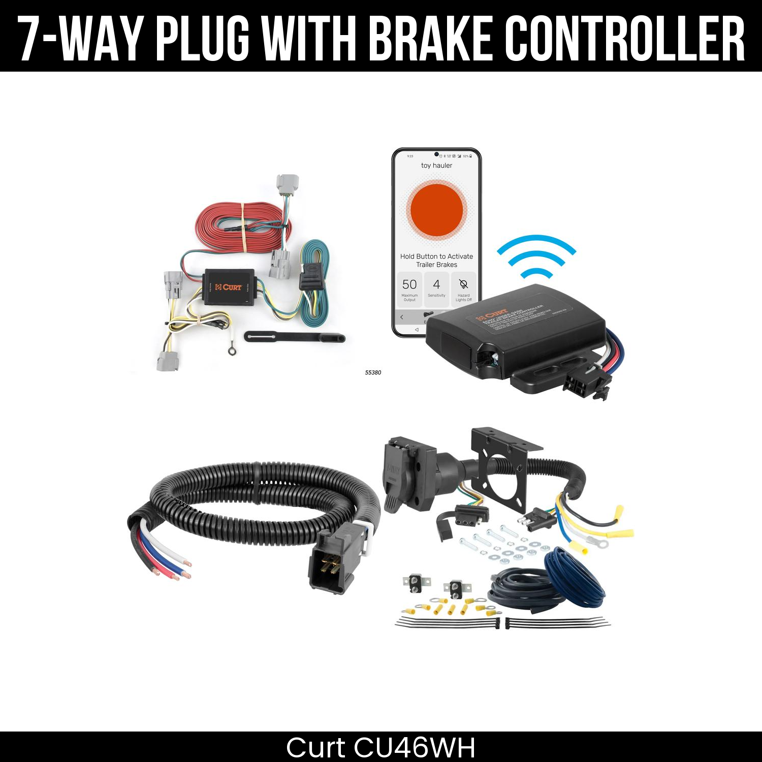 Trailer Wiring 7-Way Plug w/ Bracket , Echo Under-Dash Brake Control