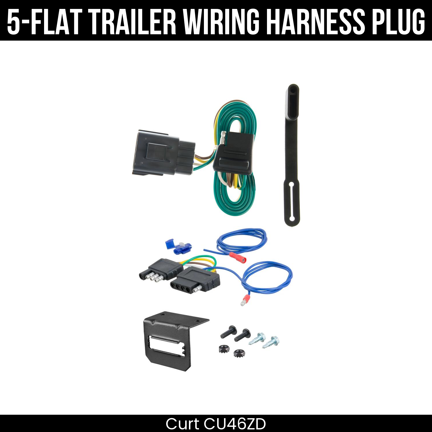 Trailer Wiring 5-Flat Plug w/ Bracket