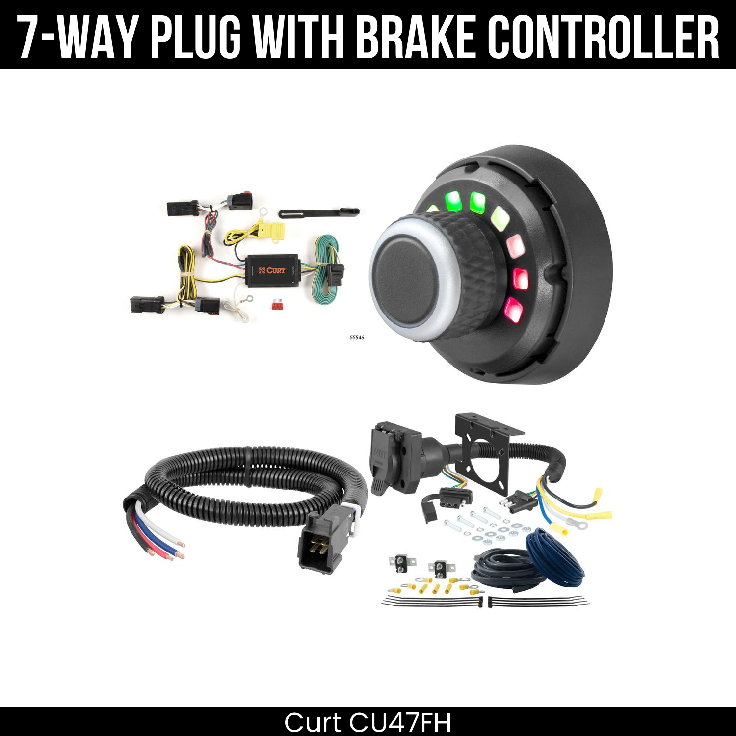 Trailer Wiring 7-Way Plug w/ Bracket , Spectrum Brake Control