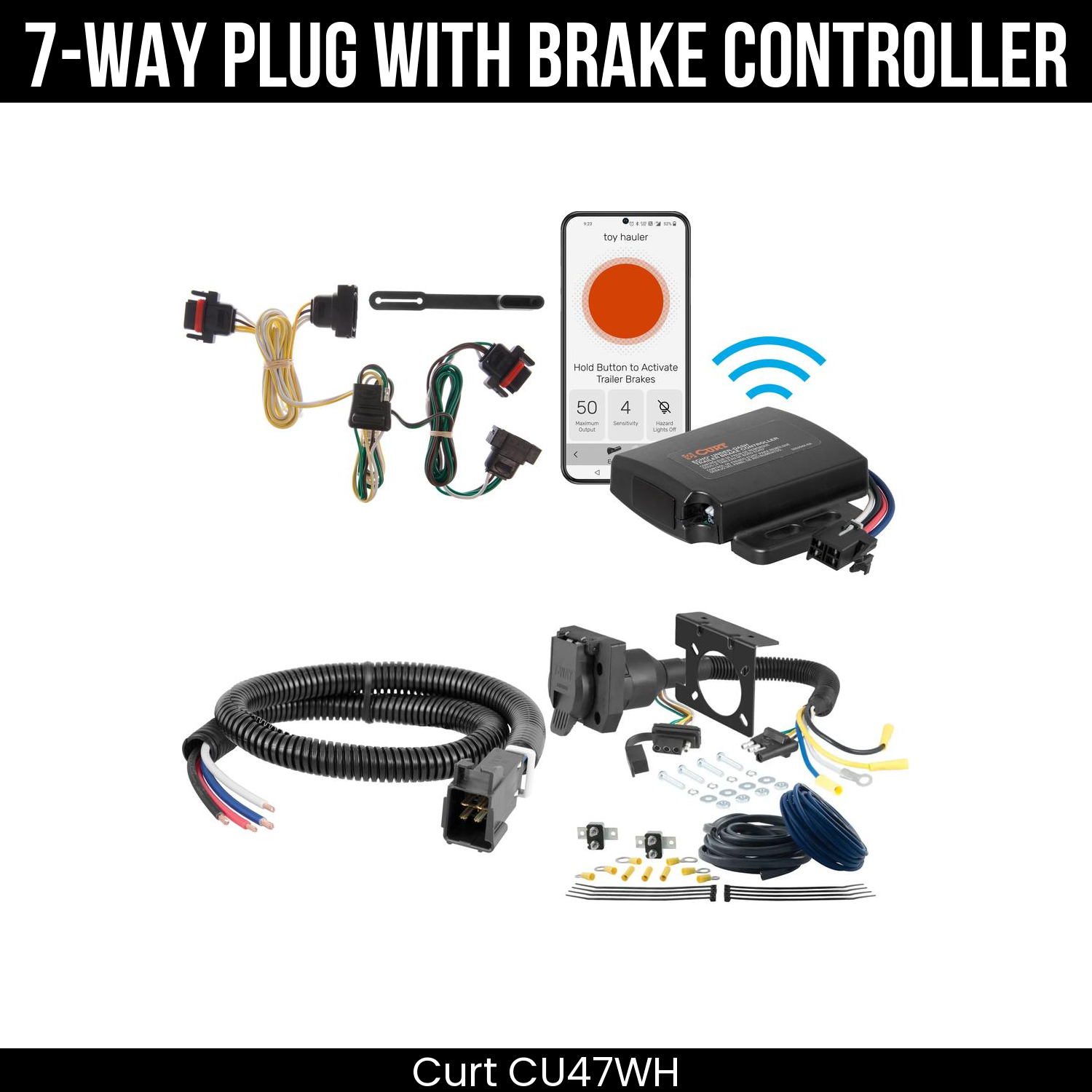 Trailer Wiring 7-Way Plug w/ Bracket , Echo Under-Dash Brake Control