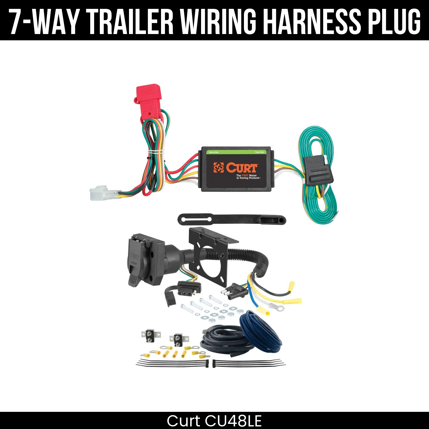 Trailer Wiring 7-Way Plug w/ Bracket