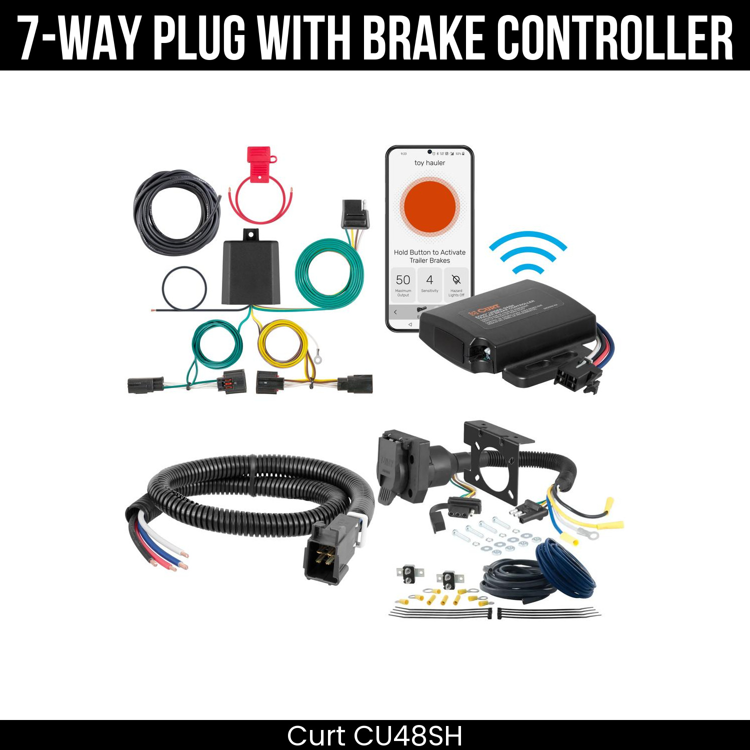 Trailer Wiring 7-Way Plug w/ Bracket , Echo Under-Dash Brake Control