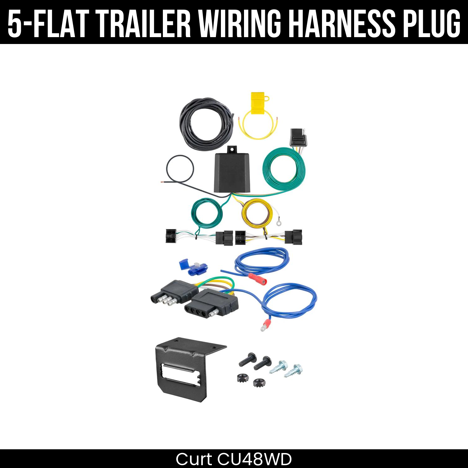 Trailer Wiring 5-Flat Plug w/ Bracket