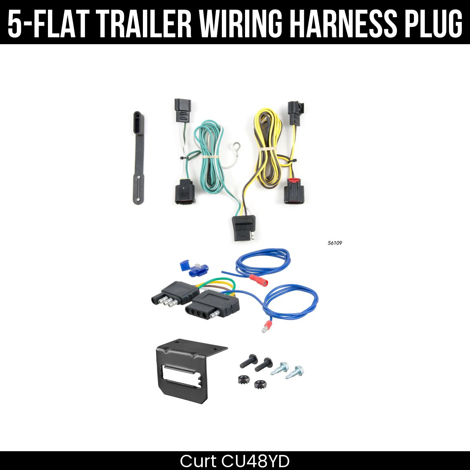 Trailer Wiring 5-Flat Plug w/ Bracket