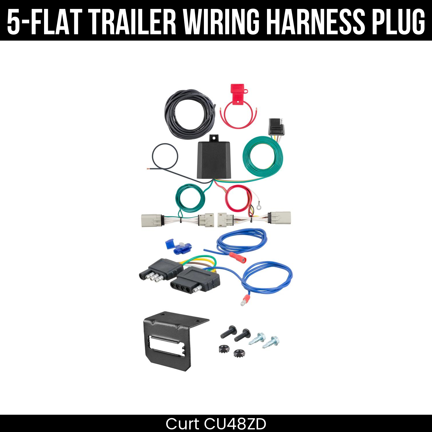 Trailer Wiring 5-Flat Plug w/ Bracket