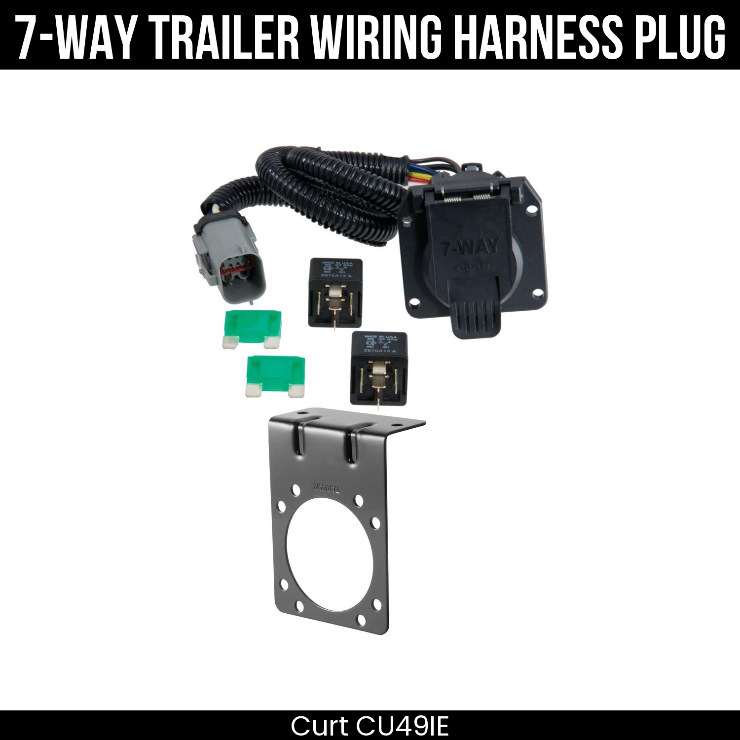 Trailer Wiring 7-Way Plug w/ Bracket