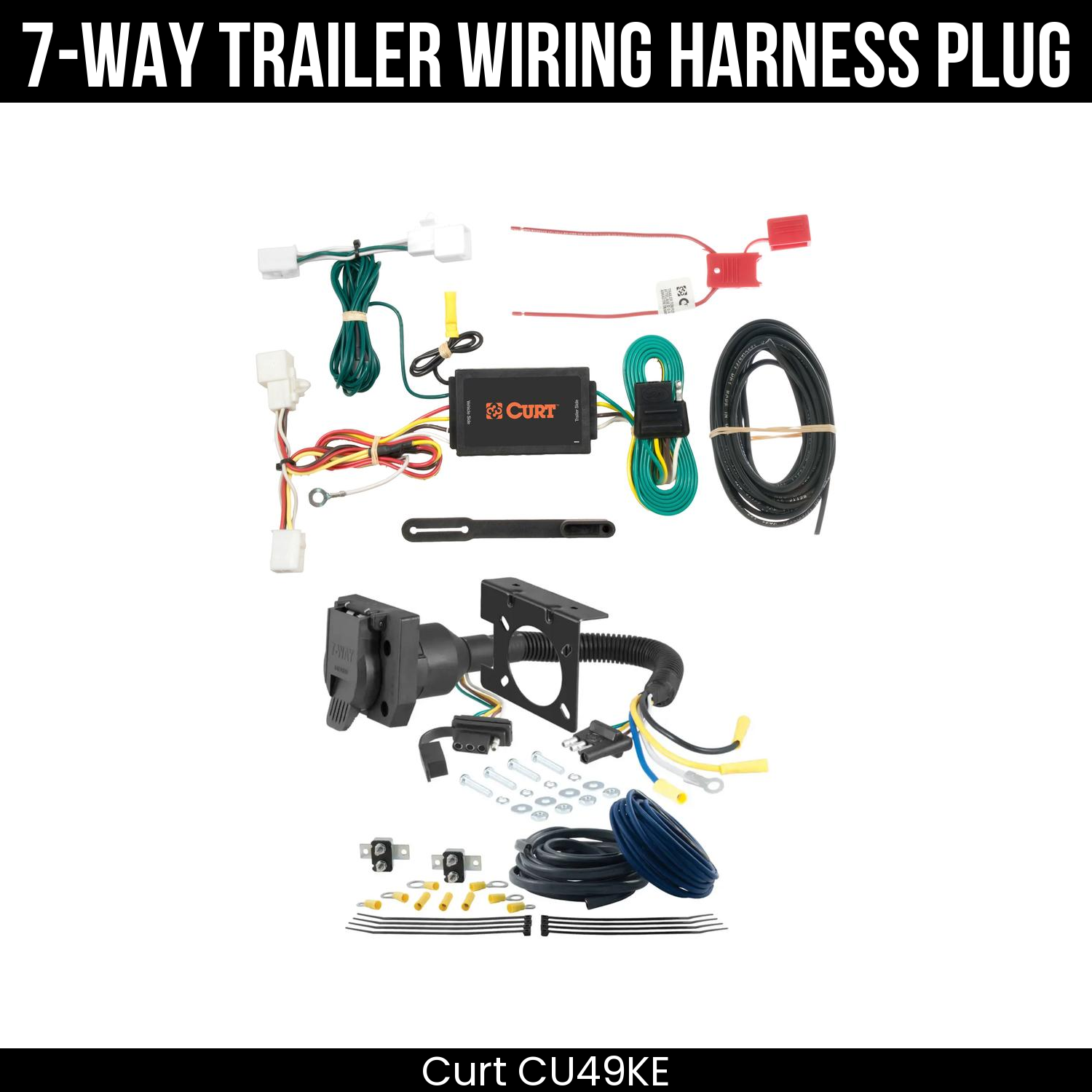 Trailer Wiring 7-Way Plug w/ Bracket